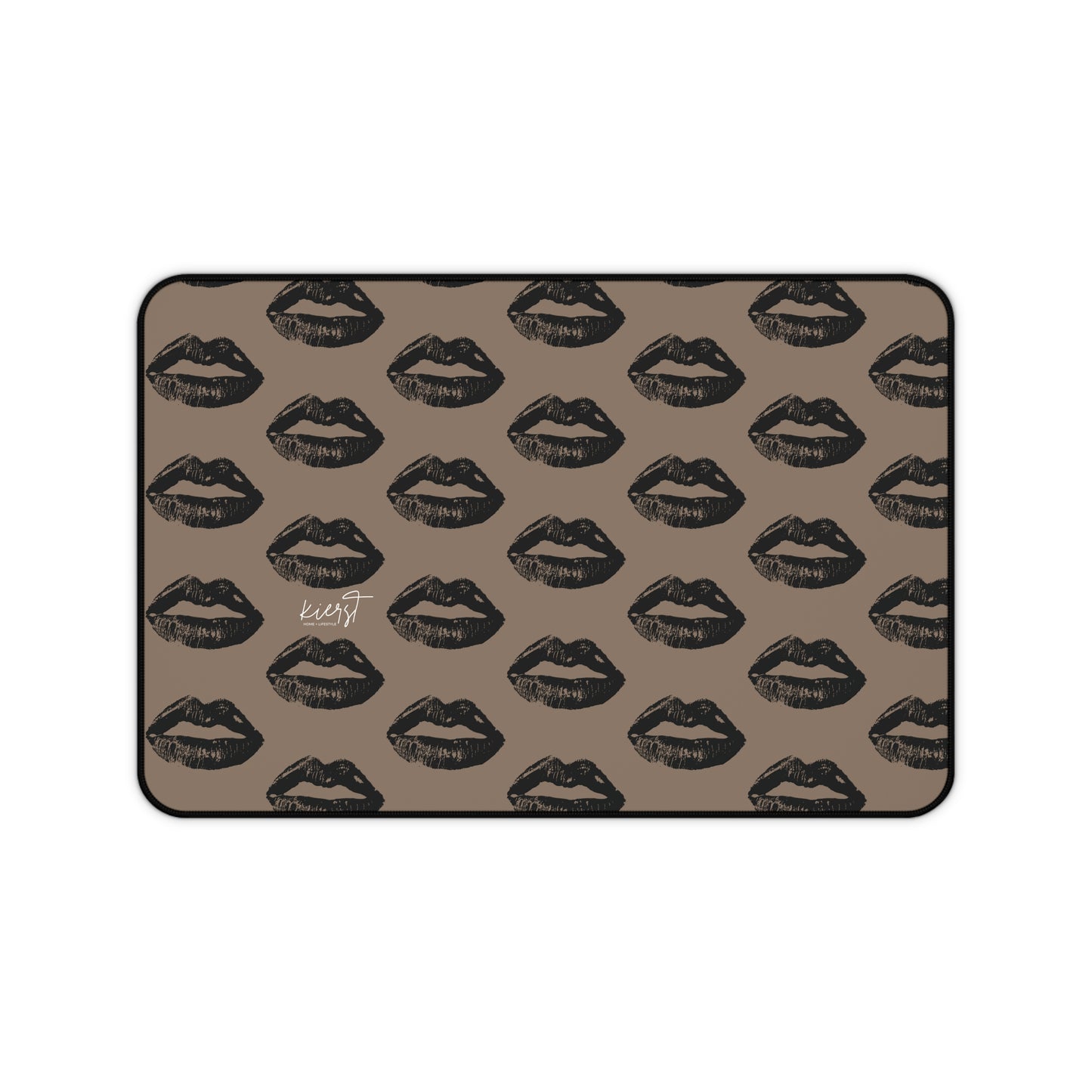 Black Lips on Mocha Desk Mat