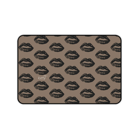 Black Lips on Mocha Desk Mat
