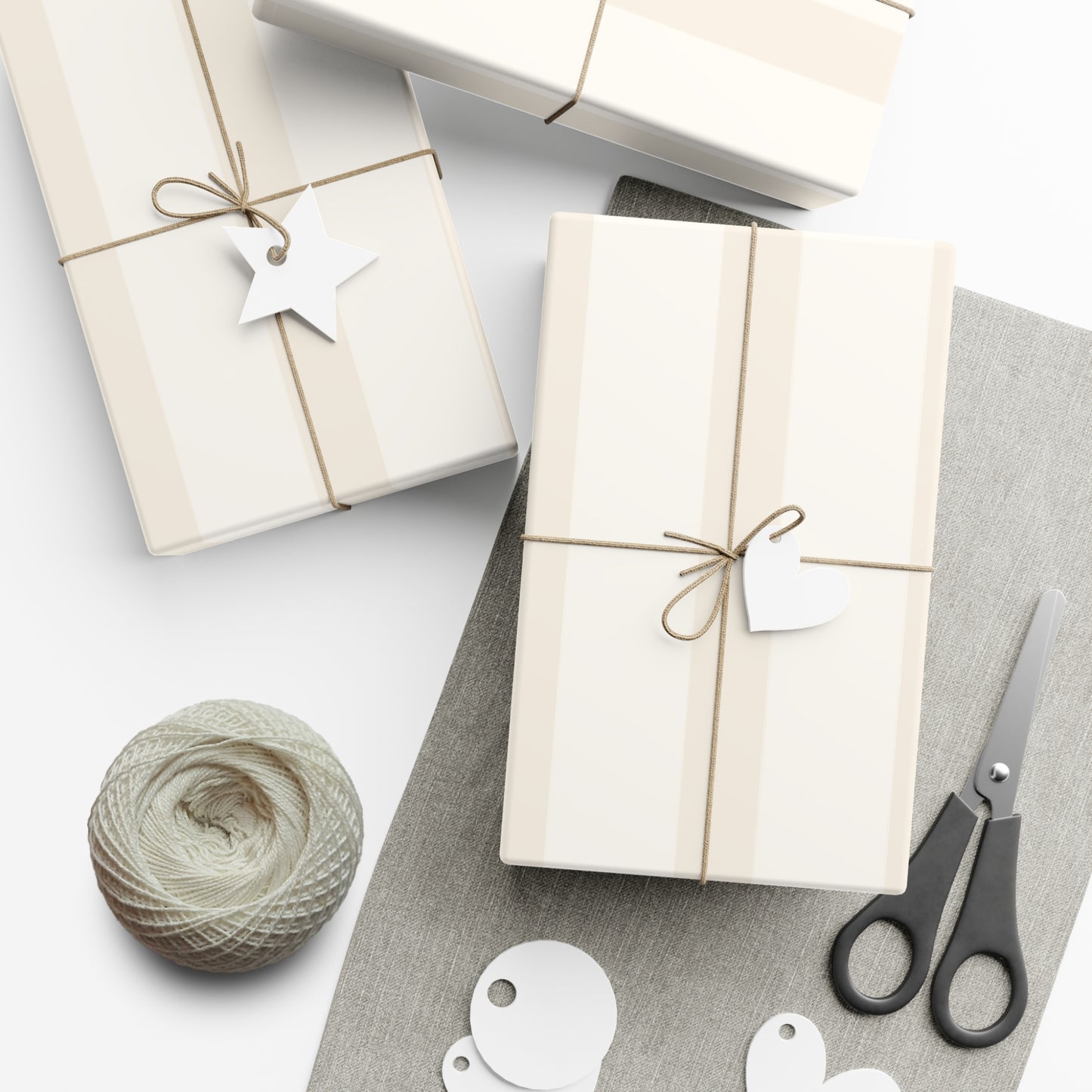 Cream Striped Gift Wrapping Paper