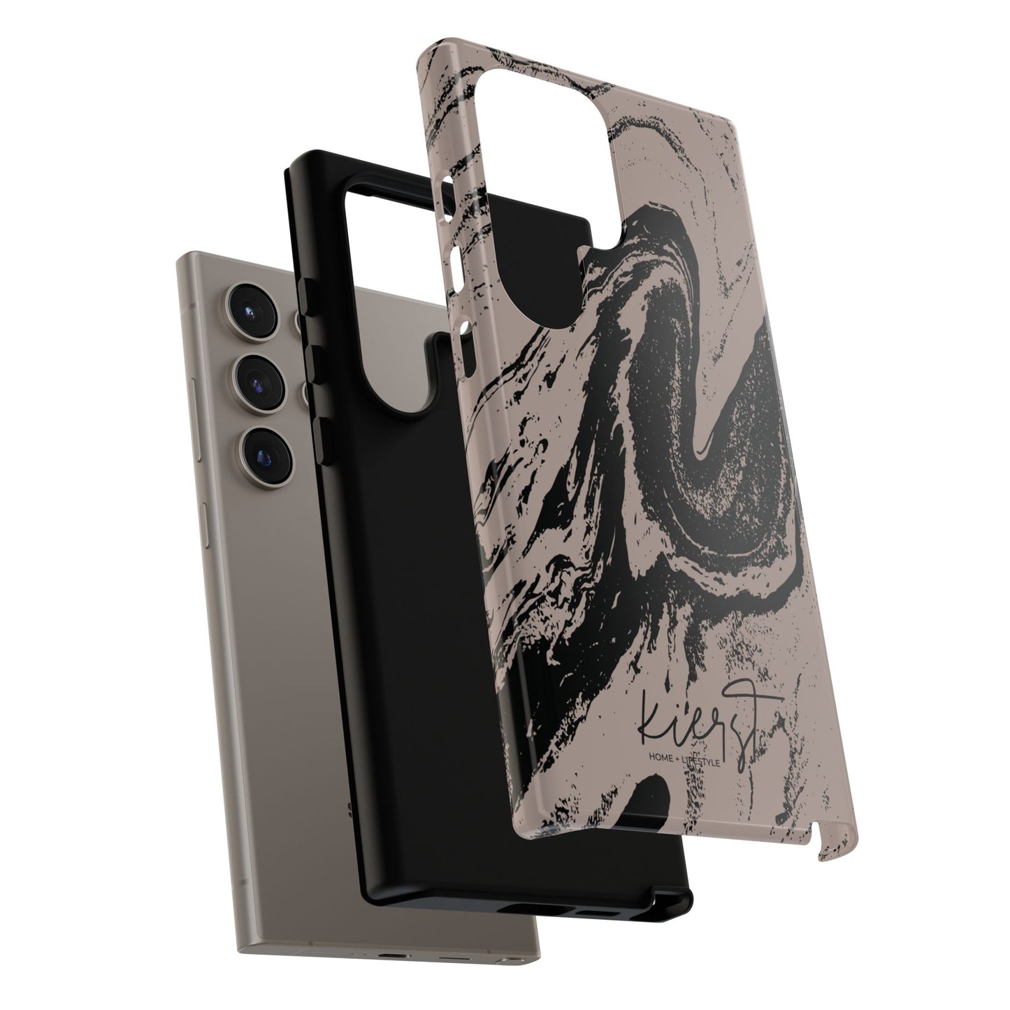 Taupe and Black Marble Samsung Galaxy Phone Case | Sleek, Durable Protection - Edgy, Modern Design