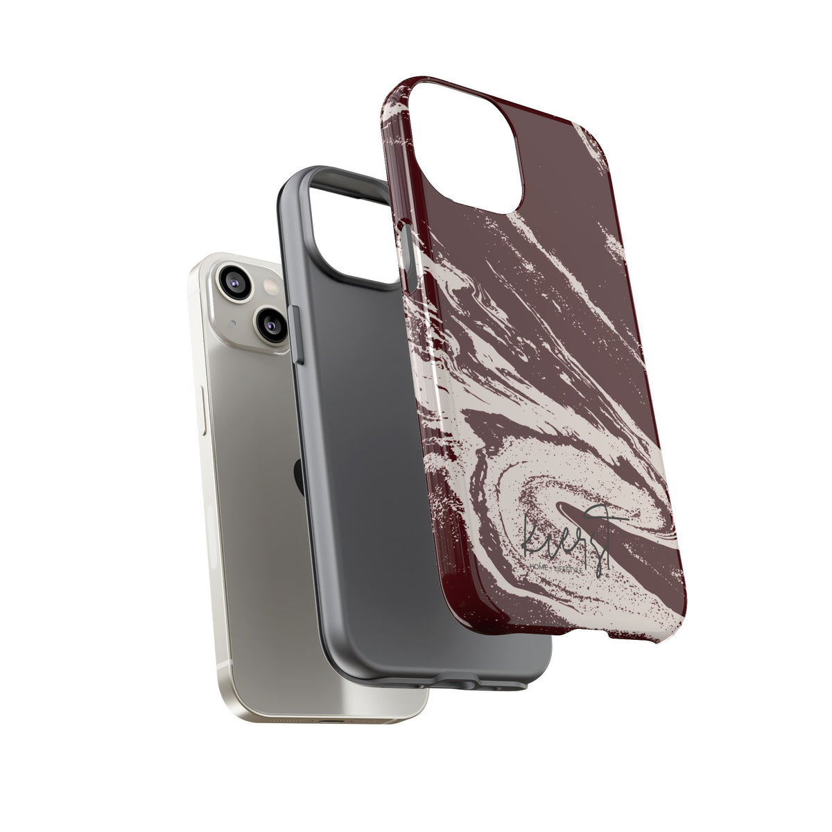 Cream Marble on Signature Velvet Noir iPhone Case