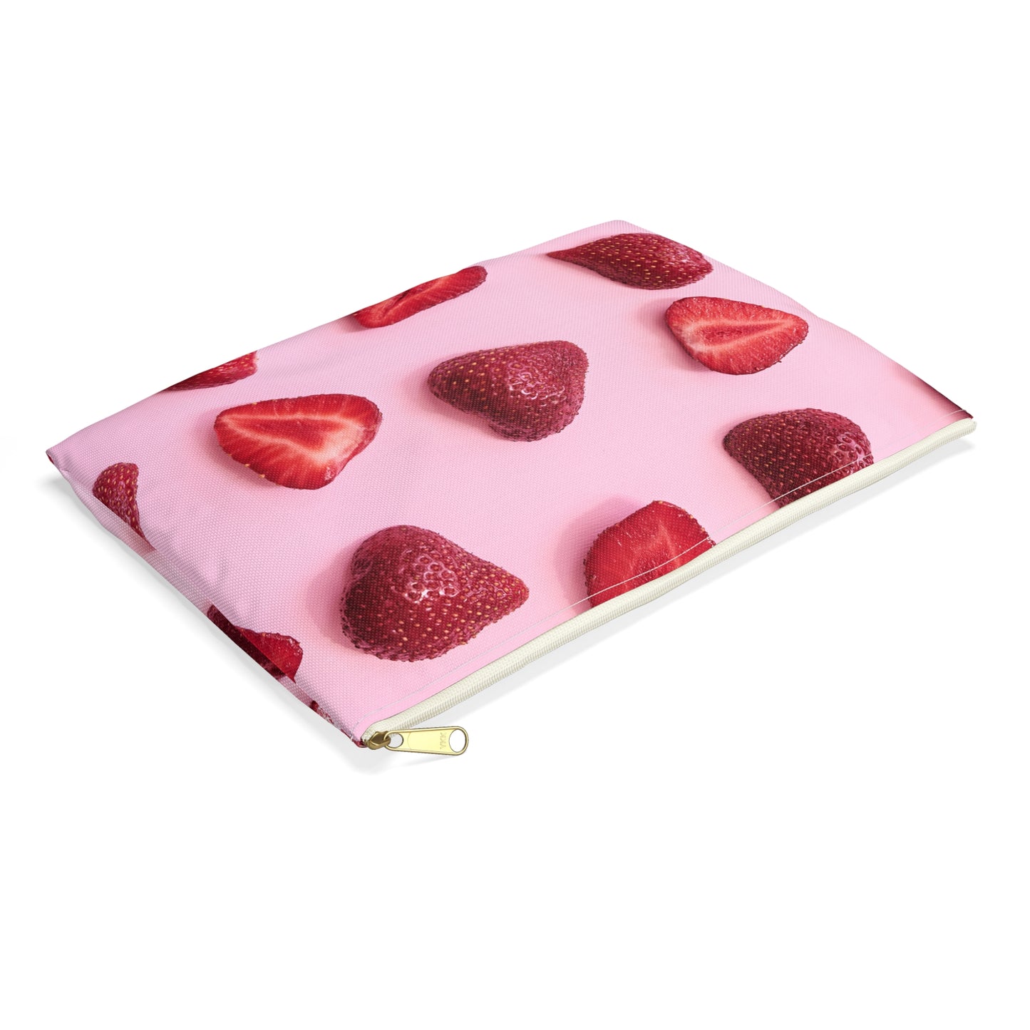 Strawberries Accessory Pouch β Limited Edition Fresh Cut Print on Vibrant Pink