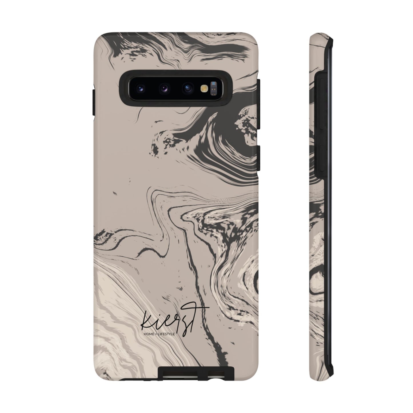 Cream, Grey, and Taupe Marble Samsung Galaxy Phone Case | Rich Swirls, Neutral Motion