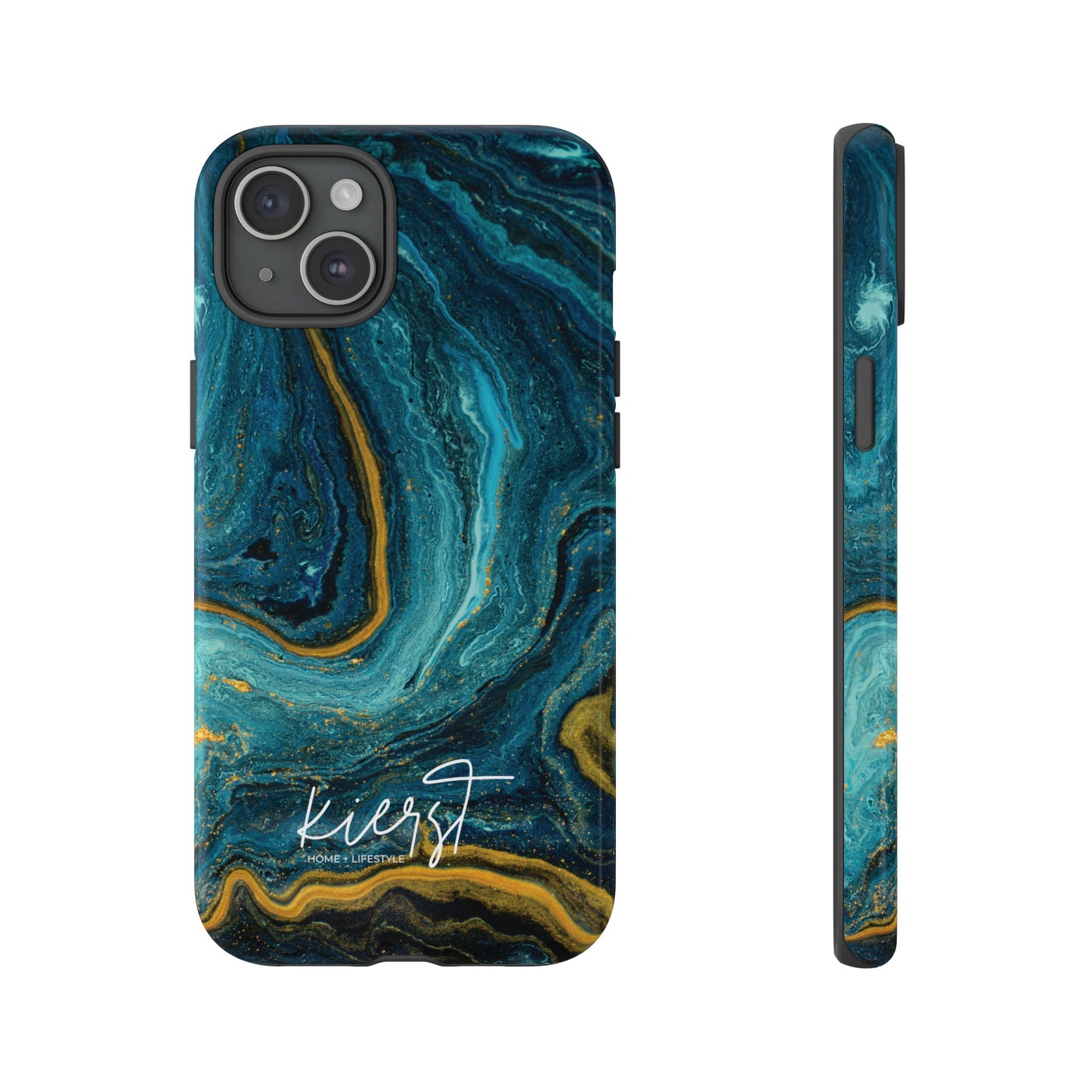 Gold & Teal Marble iPhone Case | Swirled Boldness, Everyday Luxury