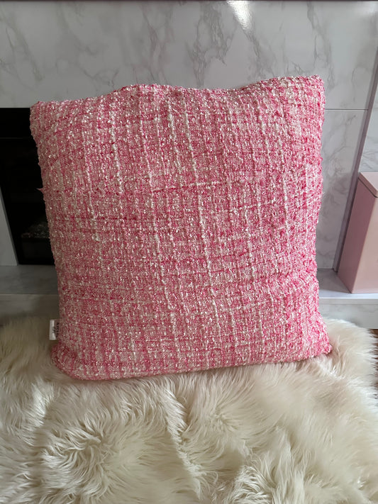 Pink Tweed Throw Pillow | Soft Texture, Elevated Design