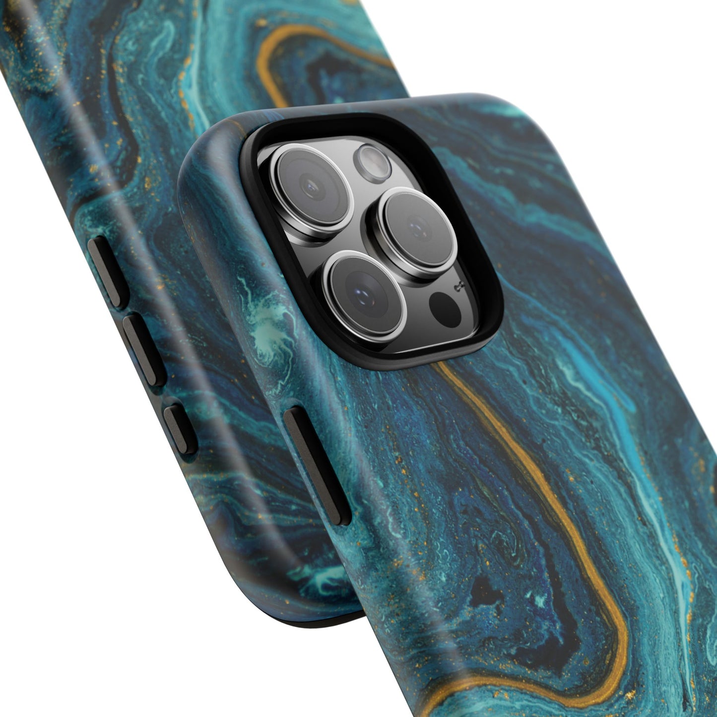 Gold & Teal Marble iPhone Case | Swirled Boldness, Everyday Luxury