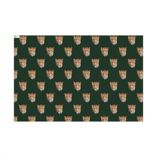 Leopard Head on Signature Midnight Pine Wrapping Paper