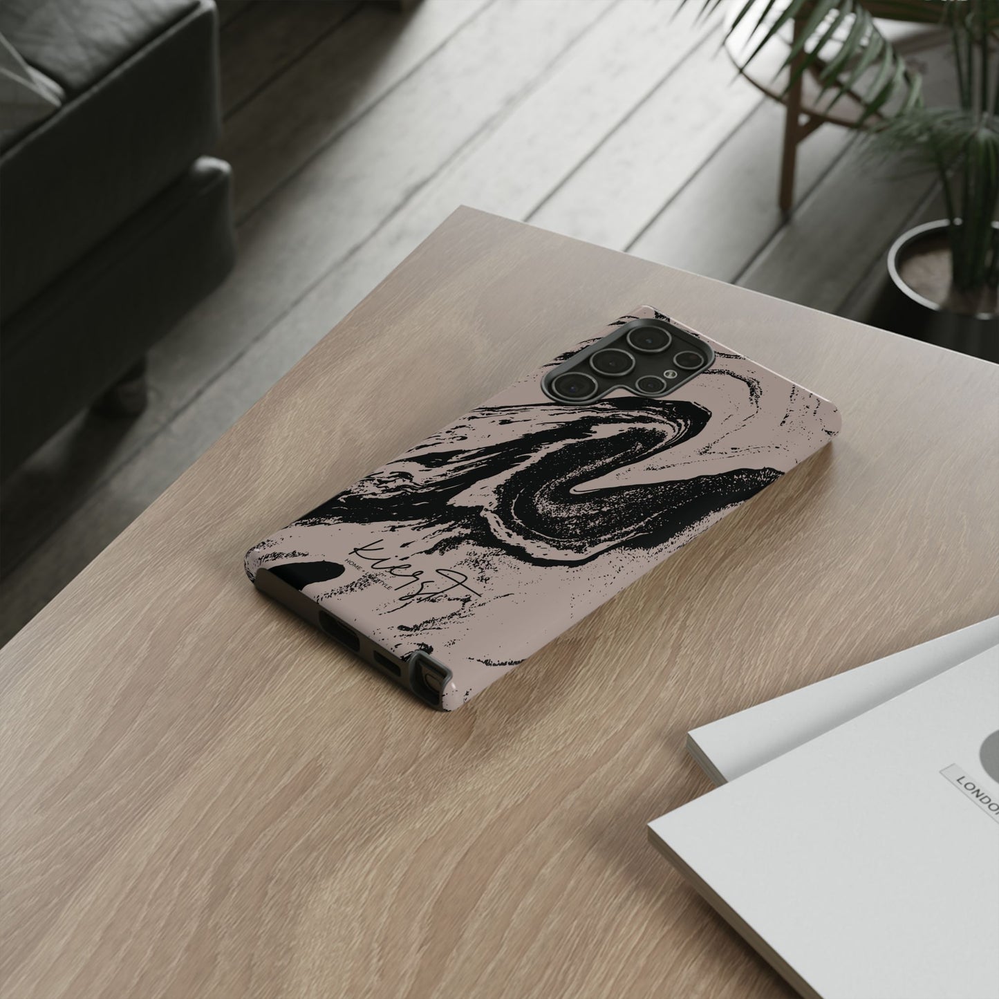 Taupe and Black Marble Samsung Galaxy Phone Case | Sleek, Durable Protection - Edgy, Modern Design