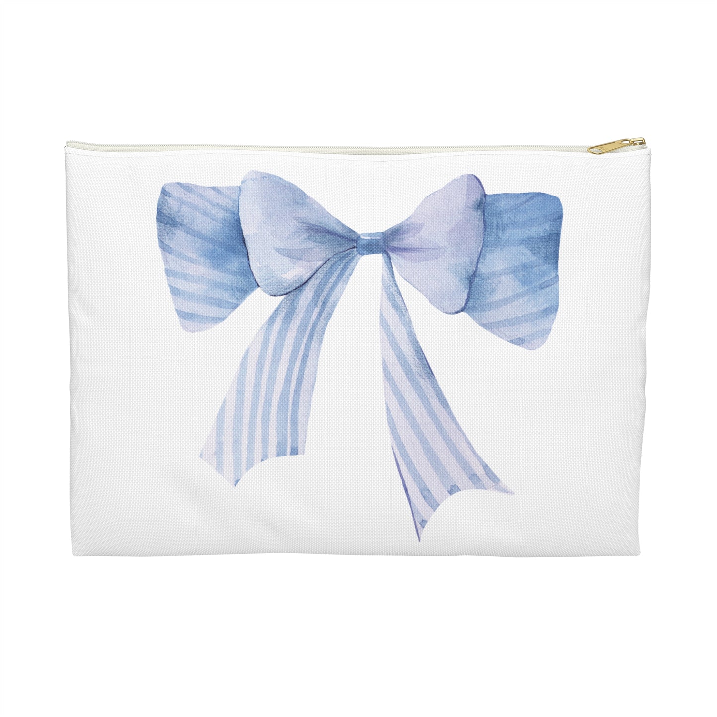 Blue Watercolor Bow Accessory Pouch β Printed Ribbon Detail with Everyday Elegance