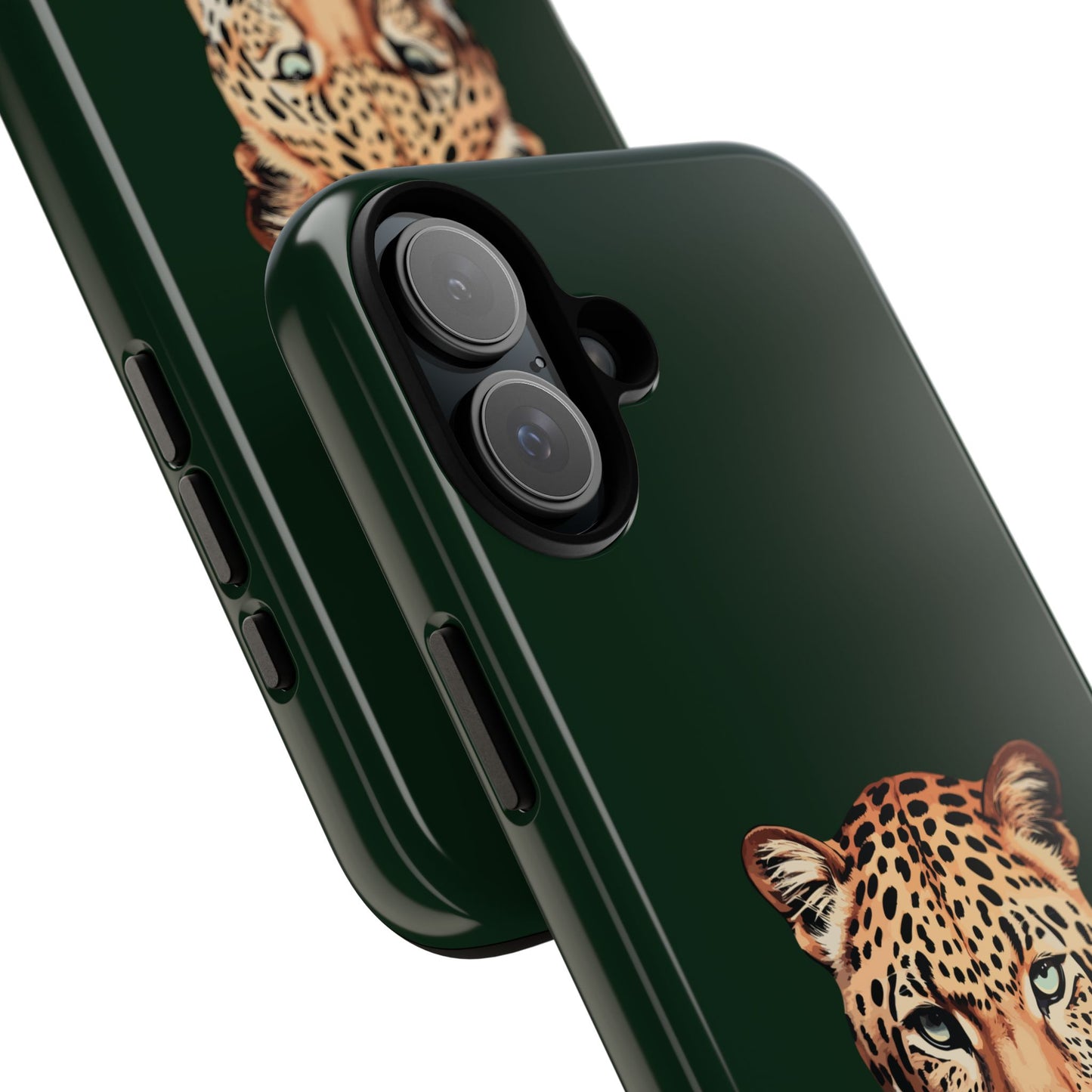 Leopard Head on Signature Midnight Pine iPhone Case | Designed to Stand Out