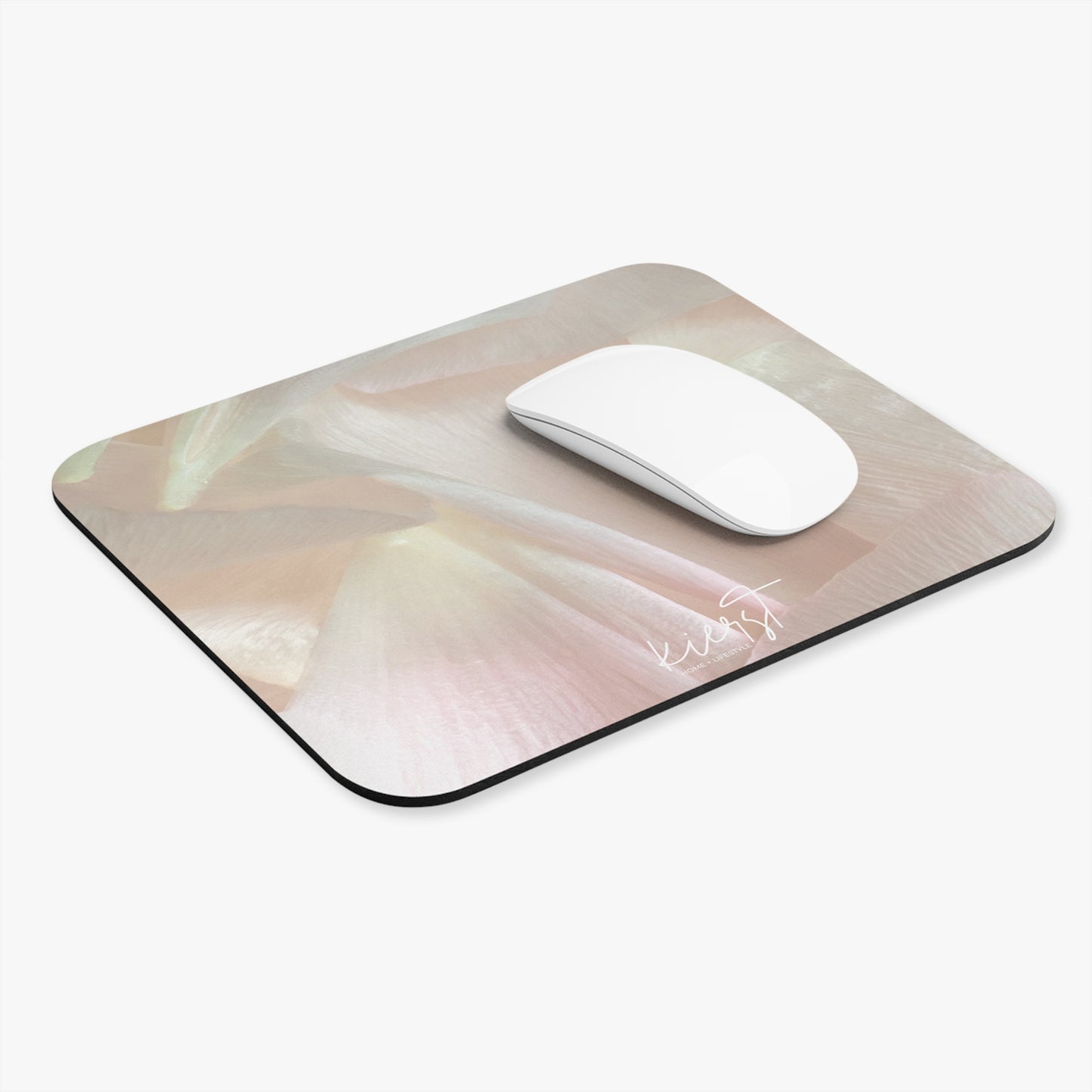 Iridescent Petals Mouse Pad – Soft Blush & Cream Floral Desk Essentials