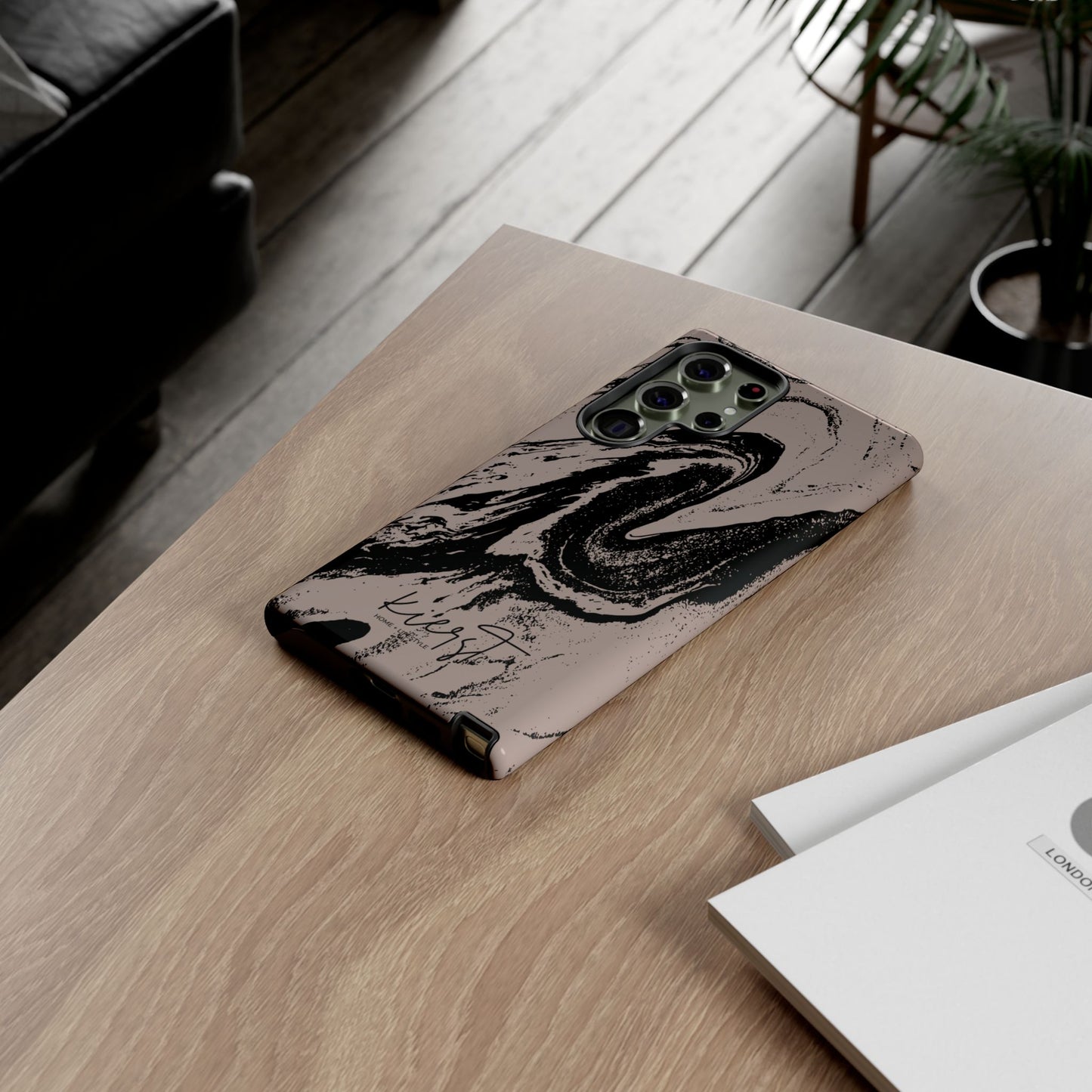 Taupe and Black Marble Samsung Galaxy Phone Case | Sleek, Durable Protection - Edgy, Modern Design
