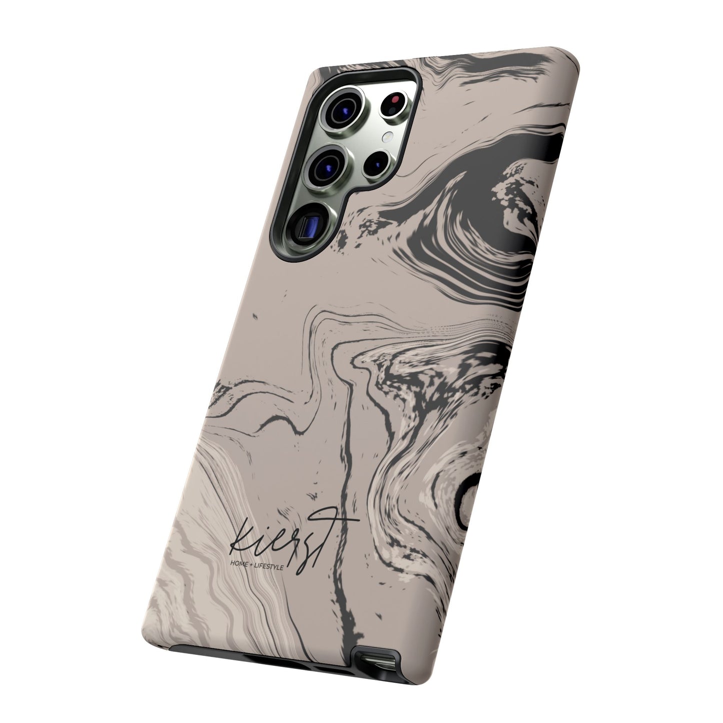 Cream, Grey, and Taupe Marble Samsung Galaxy Phone Case | Rich Swirls, Neutral Motion