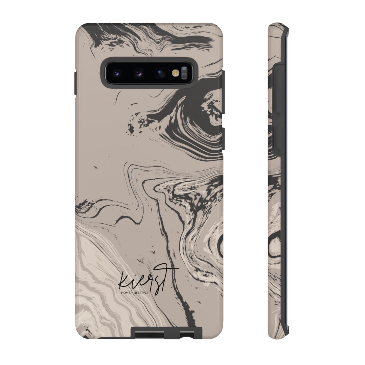 Cream, Grey, and Taupe Marble Samsung Galaxy Phone Case | Rich Swirls, Neutral Motion