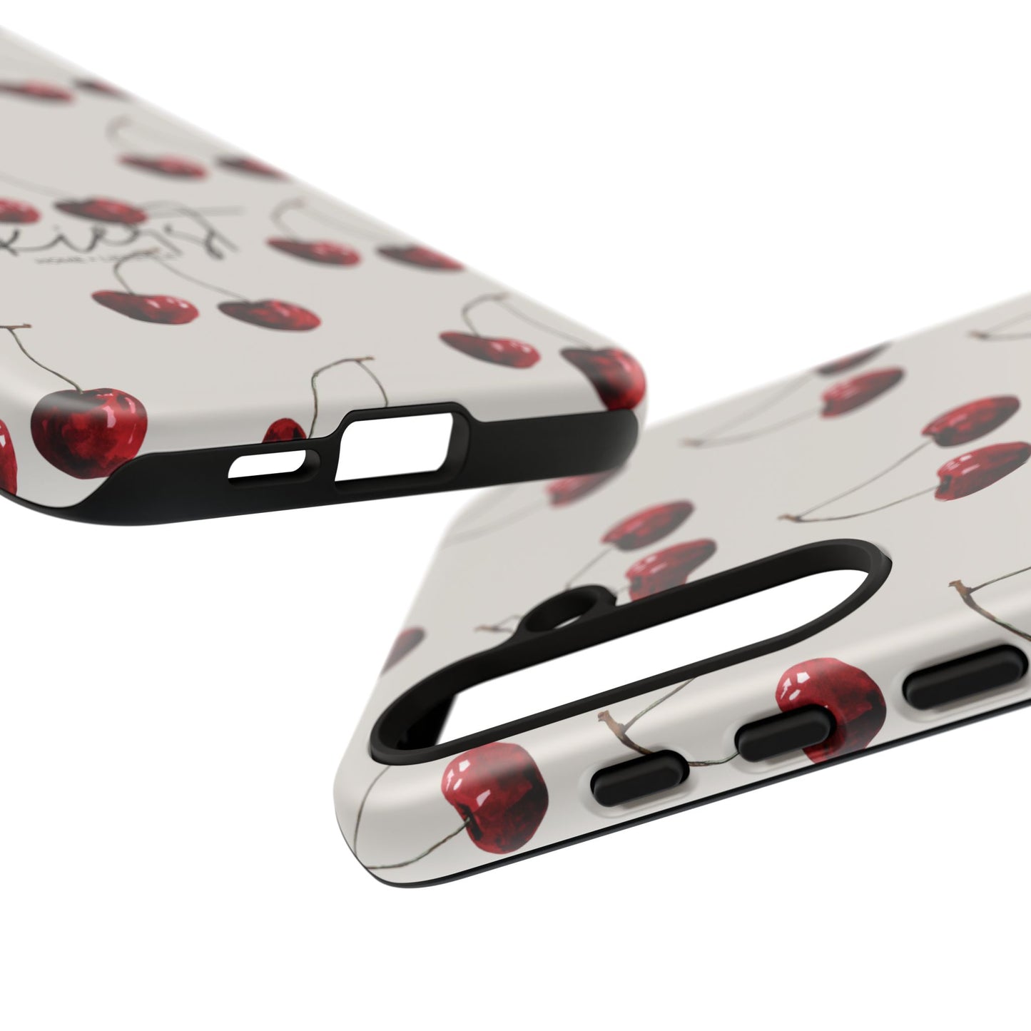 Moody Cherry Stems on White Bone Samsung Galaxy Case | Understated Luxury With A Playful Bite