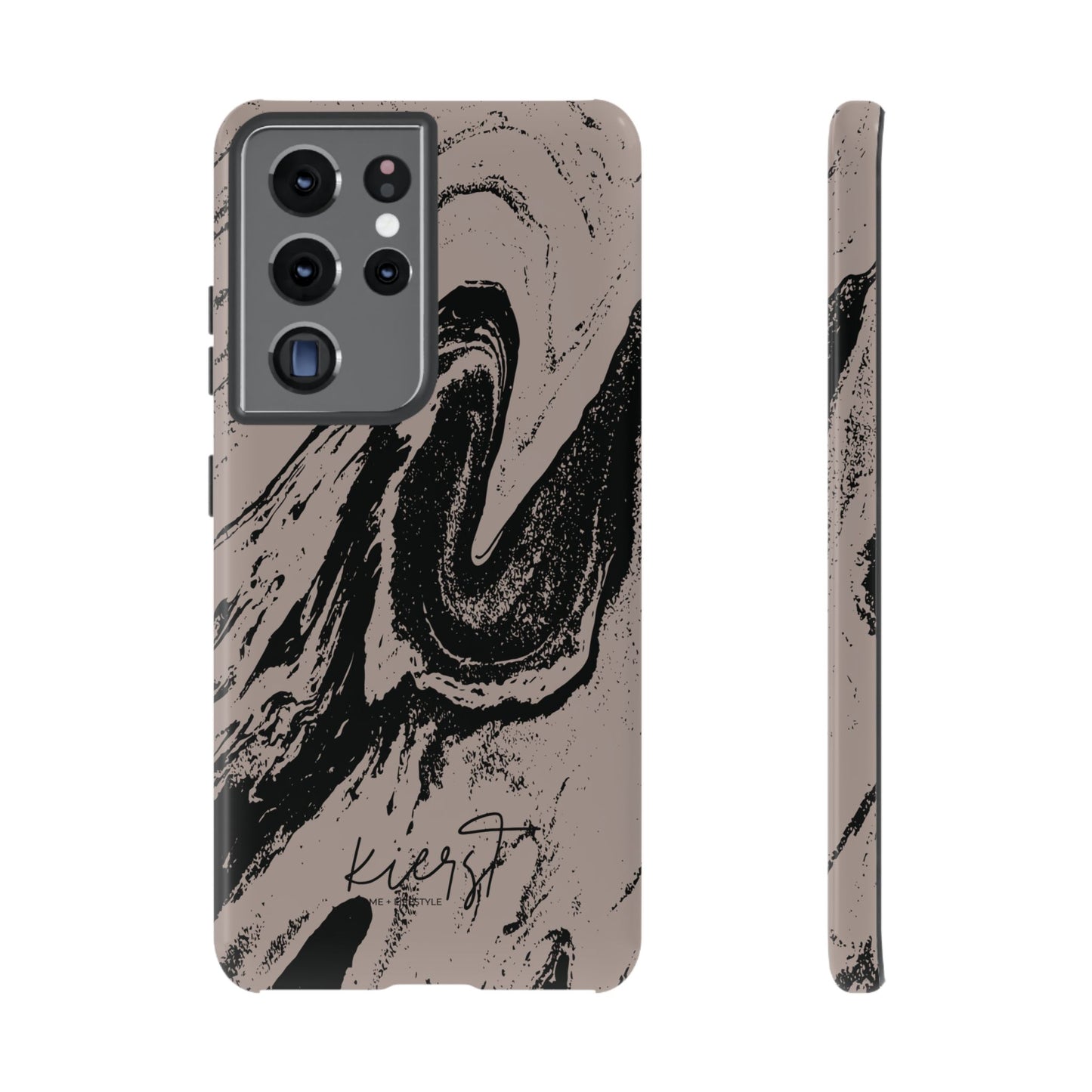 Taupe and Black Marble Samsung Galaxy Phone Case | Sleek, Durable Protection - Edgy, Modern Design