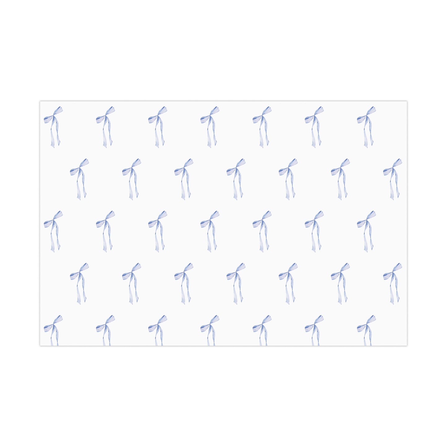 Delicate Blue Bow Gift Wrapping Paper – Hand-Painted Style Ribbon Pattern on White