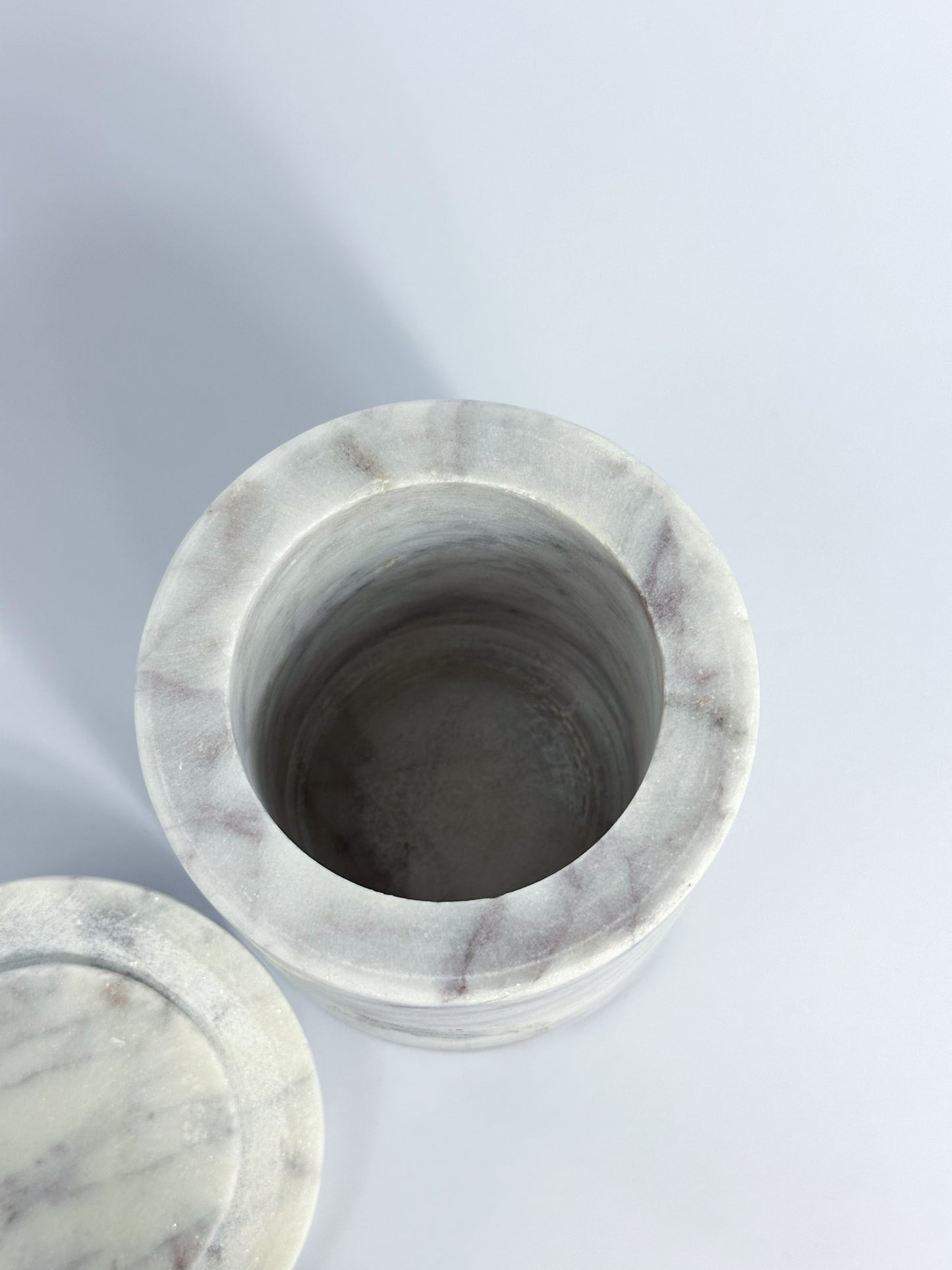 White and Grey Marble Storage Container