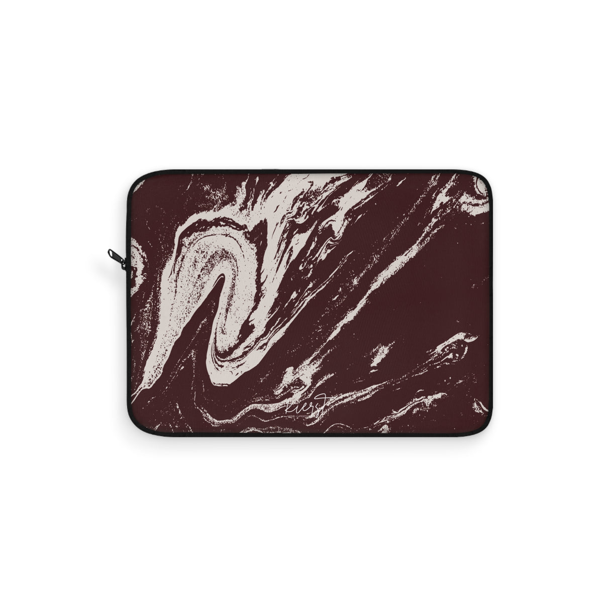 Cream Marble on Signature Velvet Noir Laptop Sleeve