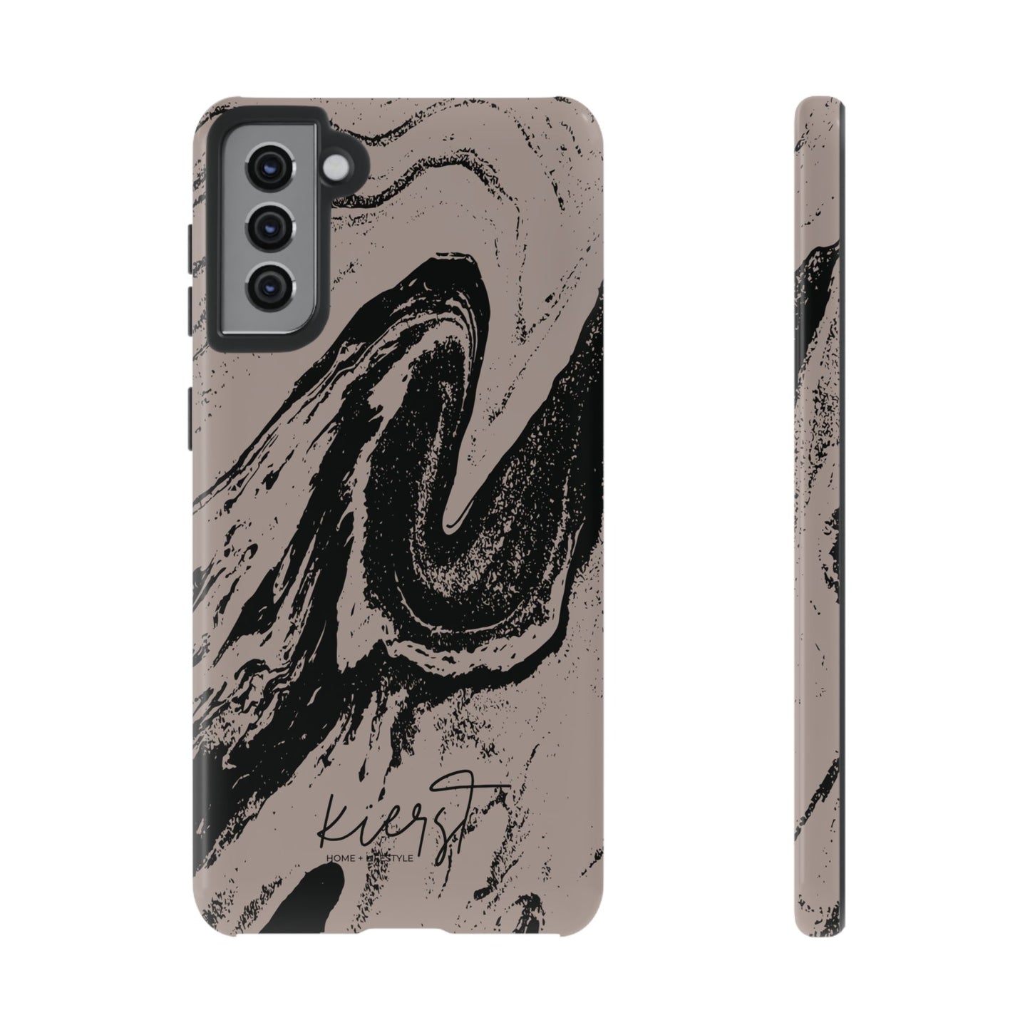 Taupe and Black Marble Samsung Galaxy Phone Case | Sleek, Durable Protection - Edgy, Modern Design
