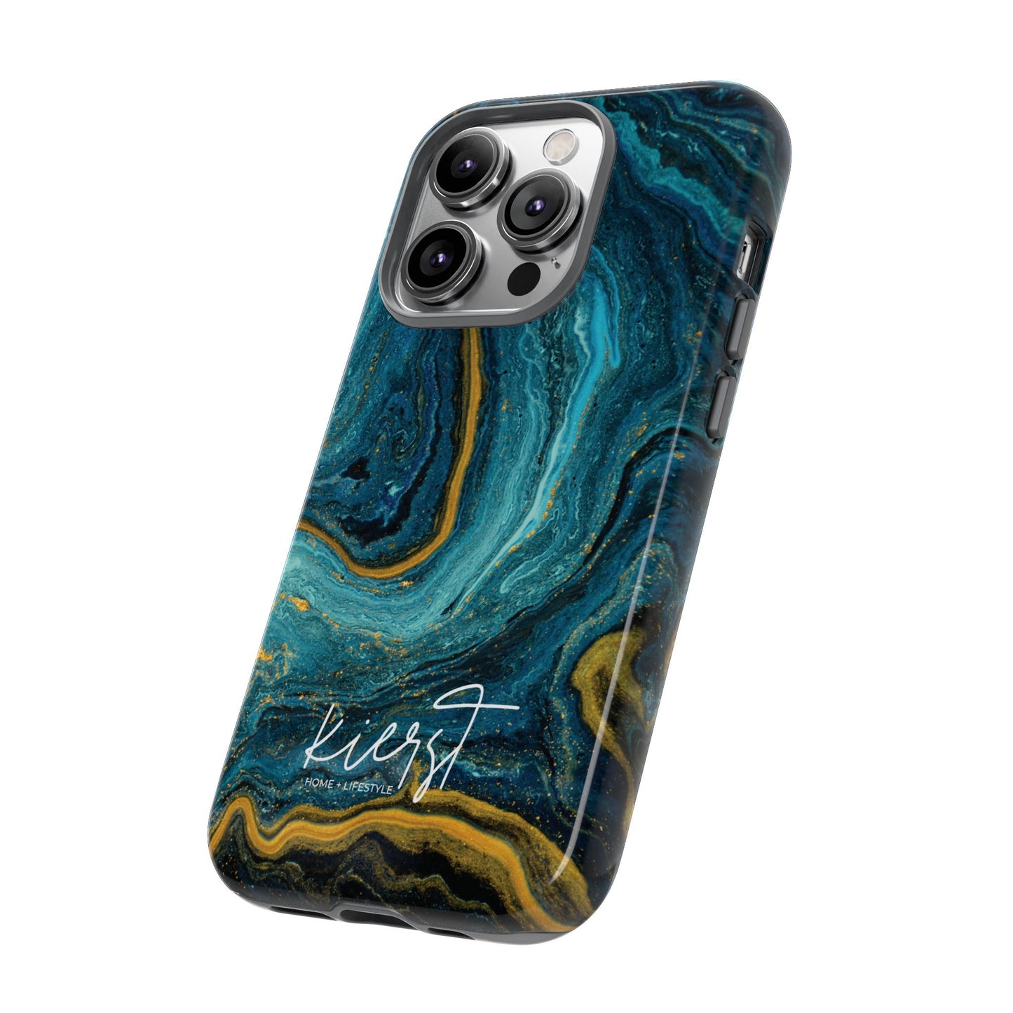 Gold & Teal Marble iPhone Case | Swirled Boldness, Everyday Luxury