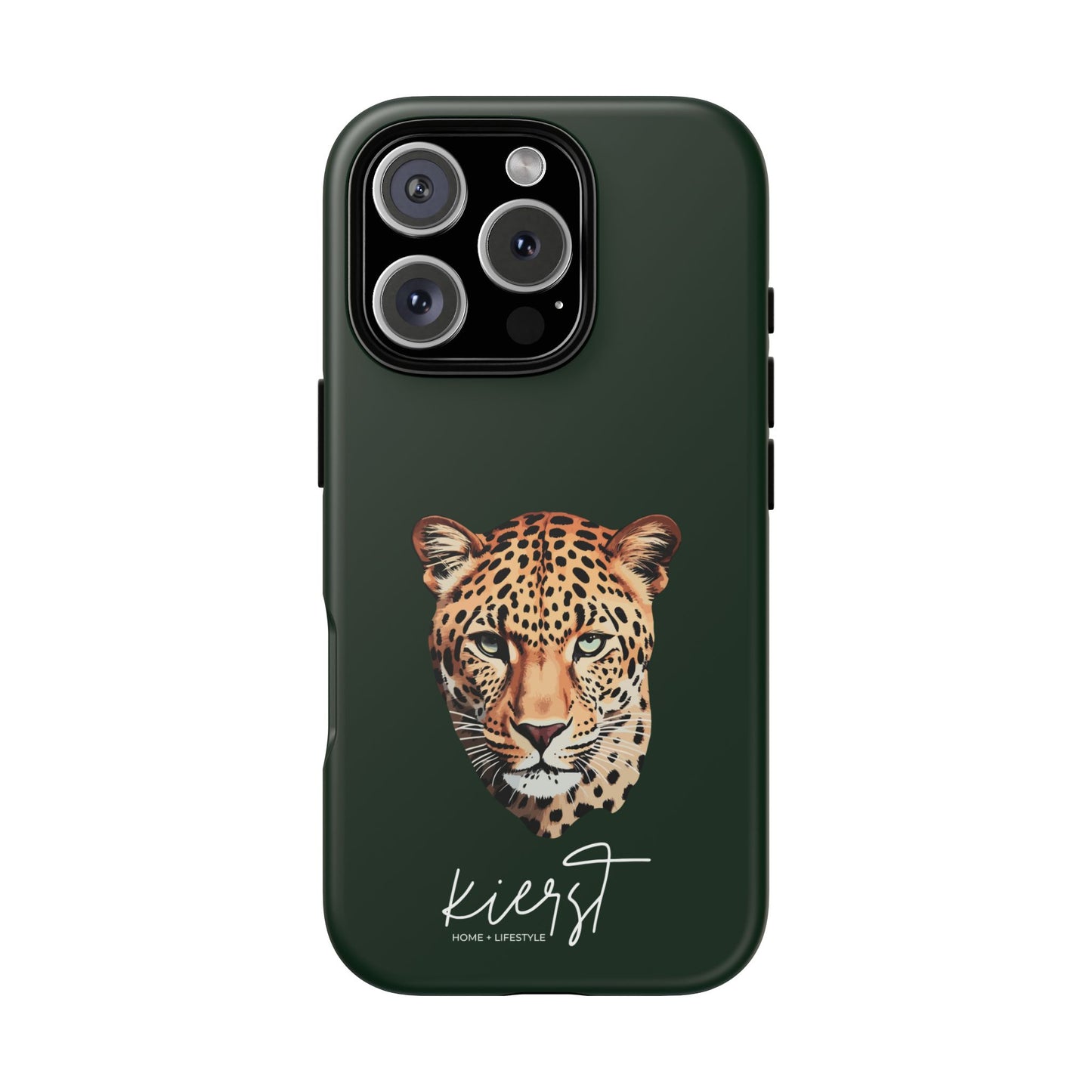 Leopard Head on Signature Midnight Pine iPhone Case | Designed to Stand Out