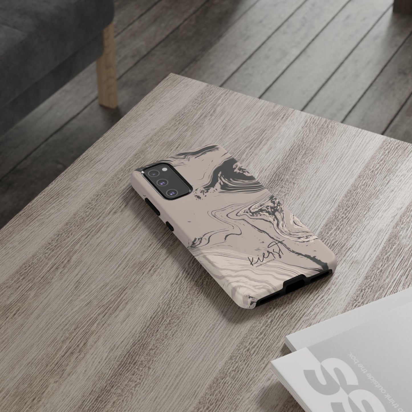 Cream, Grey, and Taupe Marble Samsung Galaxy Phone Case | Rich Swirls, Neutral Motion