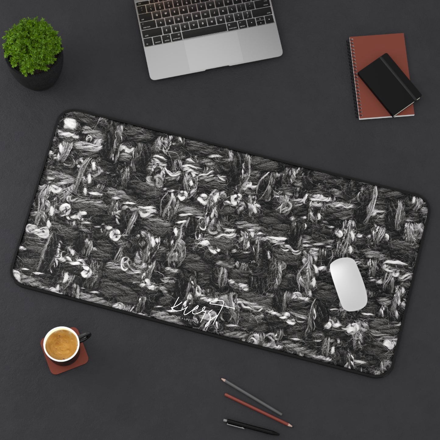 Grey Tweed Print Desk Mat
