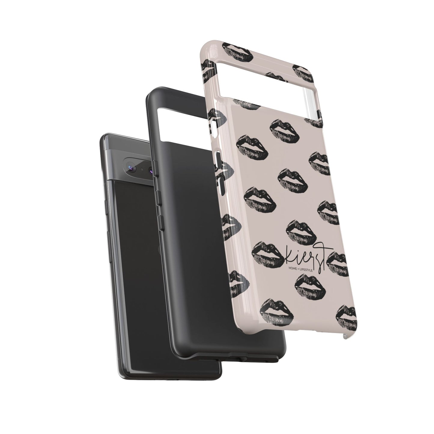 Black Lips on Oat Google Pixel Case | Minimalist Neutrals with a Bold Edge