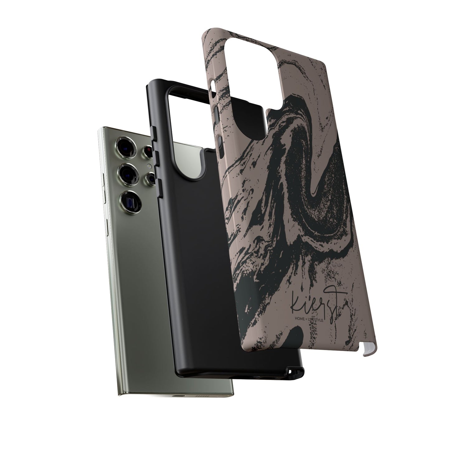 Taupe and Black Marble Samsung Galaxy Phone Case | Sleek, Durable Protection - Edgy, Modern Design