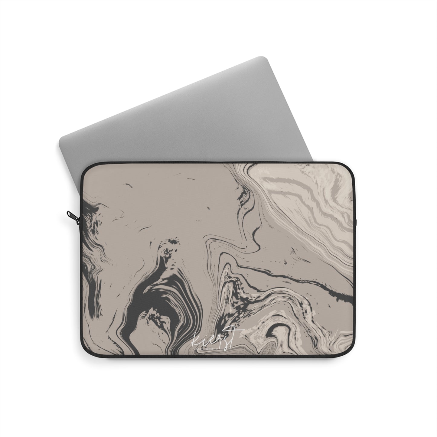 Cream, Grey, and Taupe Marble Laptop Sleeve | Everyday Edge
