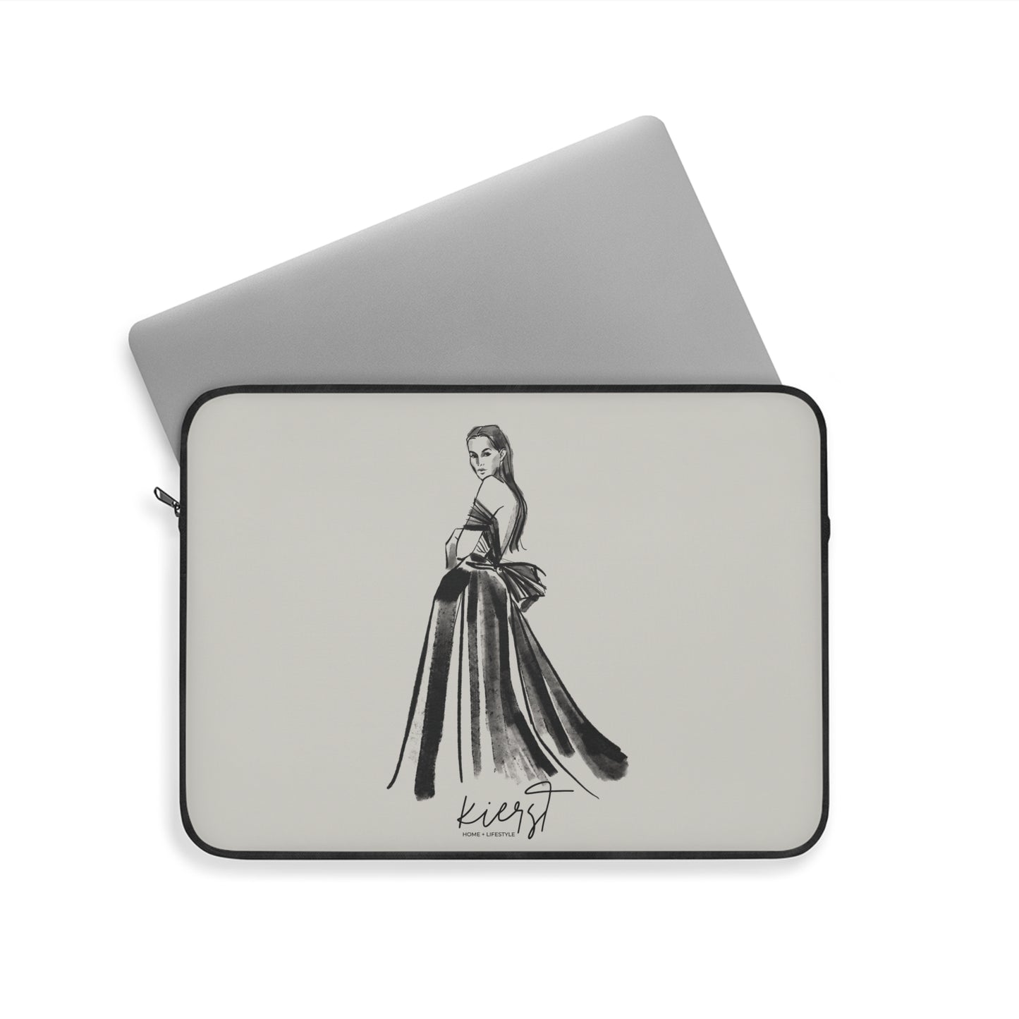 Elegant Evening Gown Sketch Laptop Sleeve | Fashion Illustration for Work & Travel