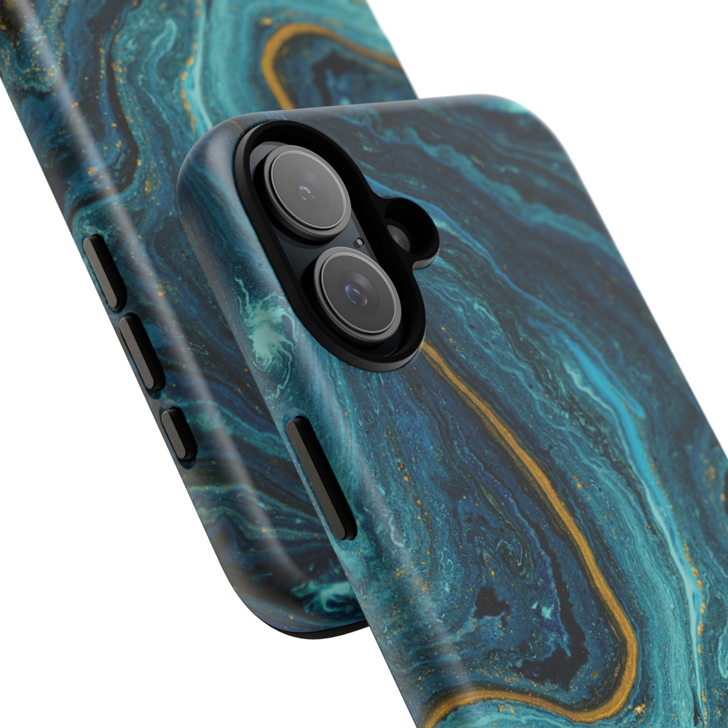 Gold & Teal Marble iPhone Case | Swirled Boldness, Everyday Luxury