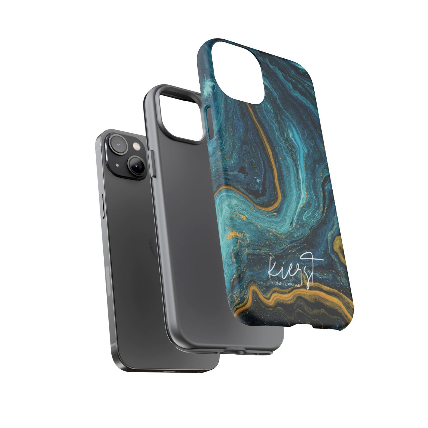 Gold & Teal Marble iPhone Case | Swirled Boldness, Everyday Luxury