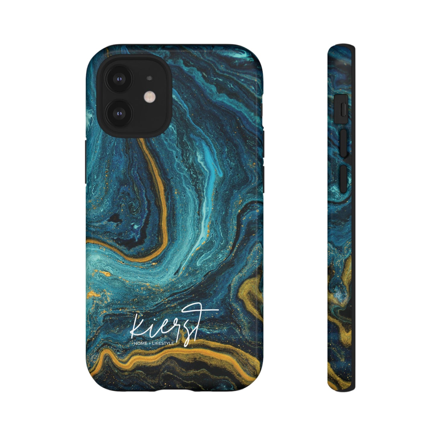 Gold & Teal Marble iPhone Case | Swirled Boldness, Everyday Luxury