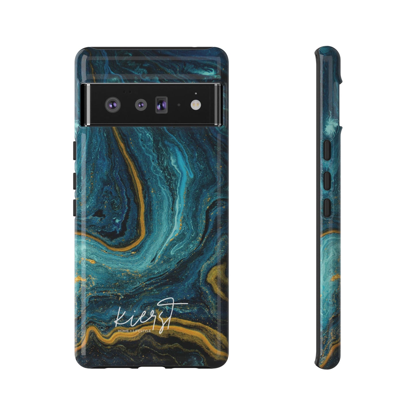 Gold & Teal Marble Google Pixel Case | A Bold Blend of Color & Contrast