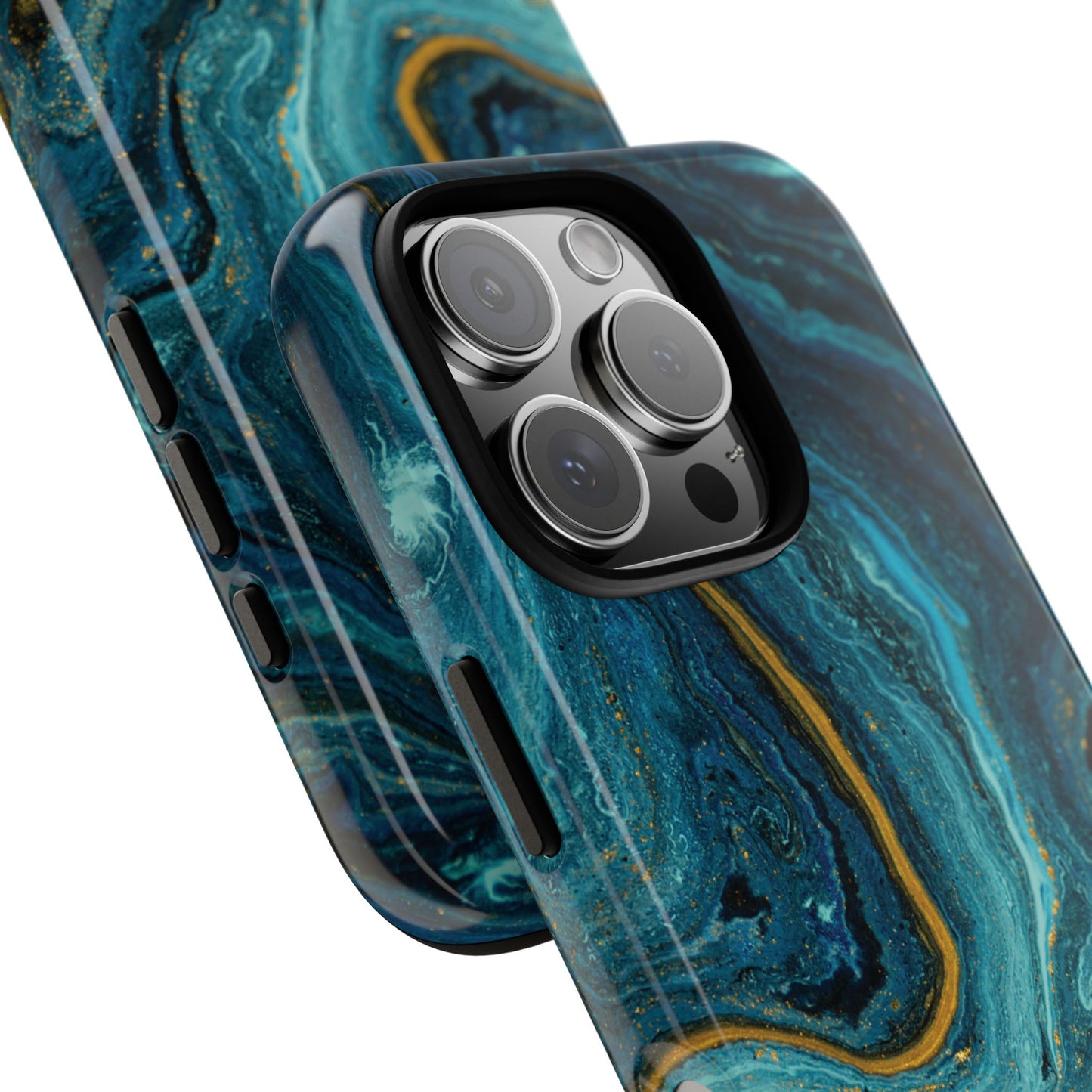 Gold & Teal Marble iPhone Case | Swirled Boldness, Everyday Luxury