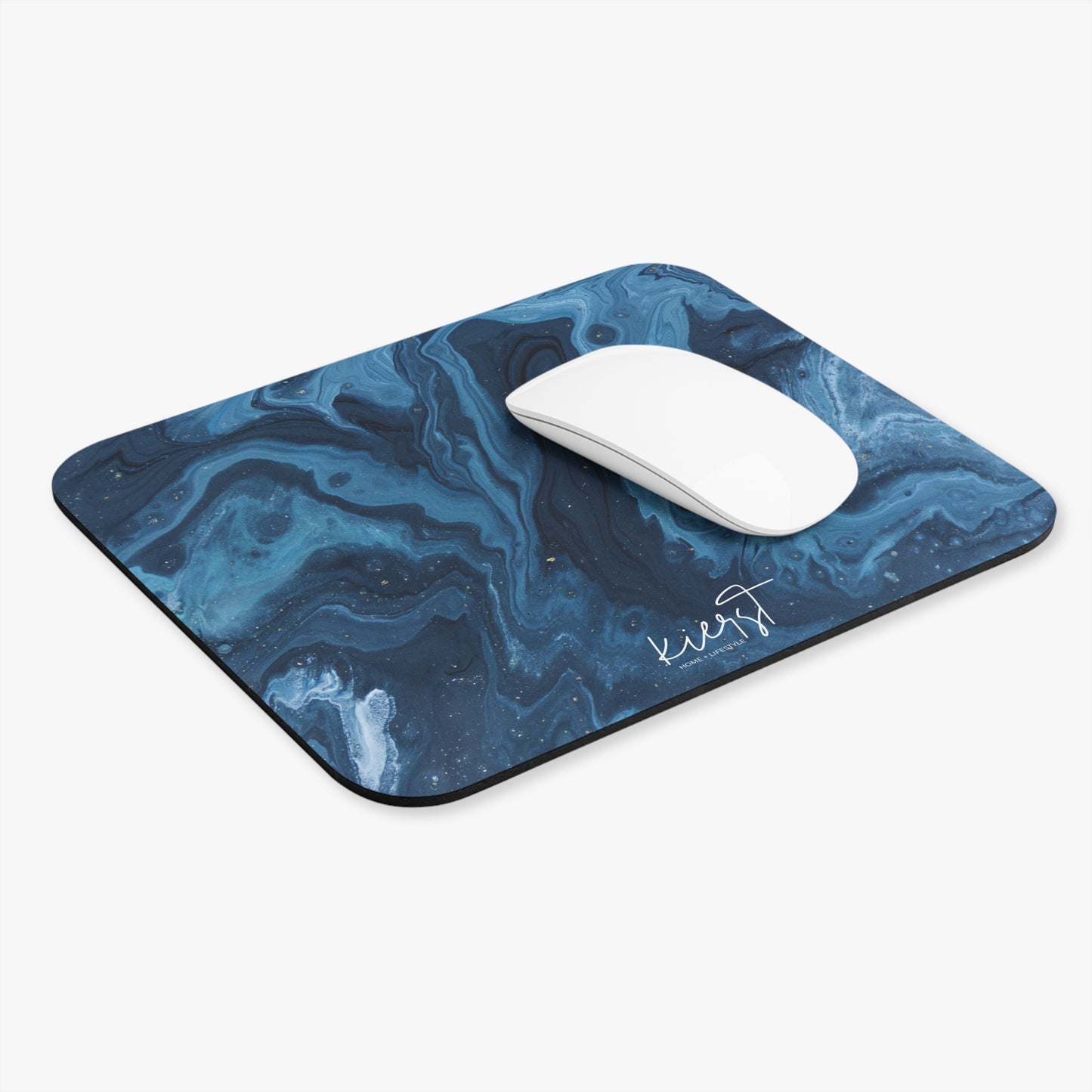 Blue Marble Mouse Pad – Deep Navy & Indigo Swirl