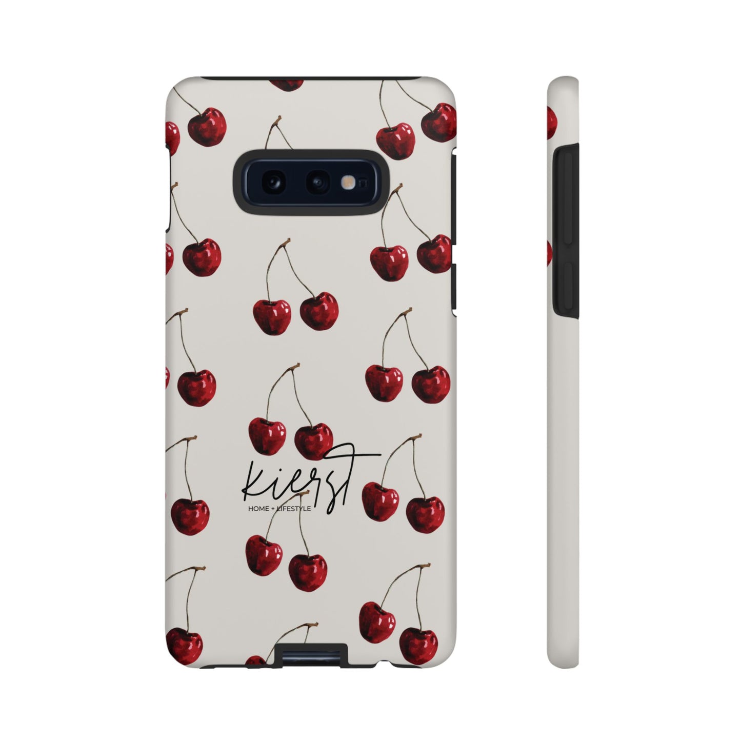 Moody Cherry Stems on White Bone Samsung Galaxy Case | Understated Luxury With A Playful Bite
