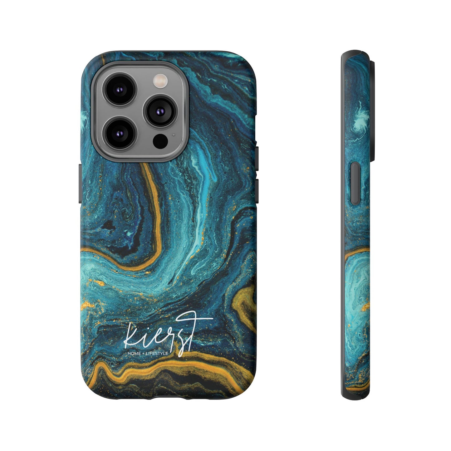 Gold & Teal Marble iPhone Case | Swirled Boldness, Everyday Luxury