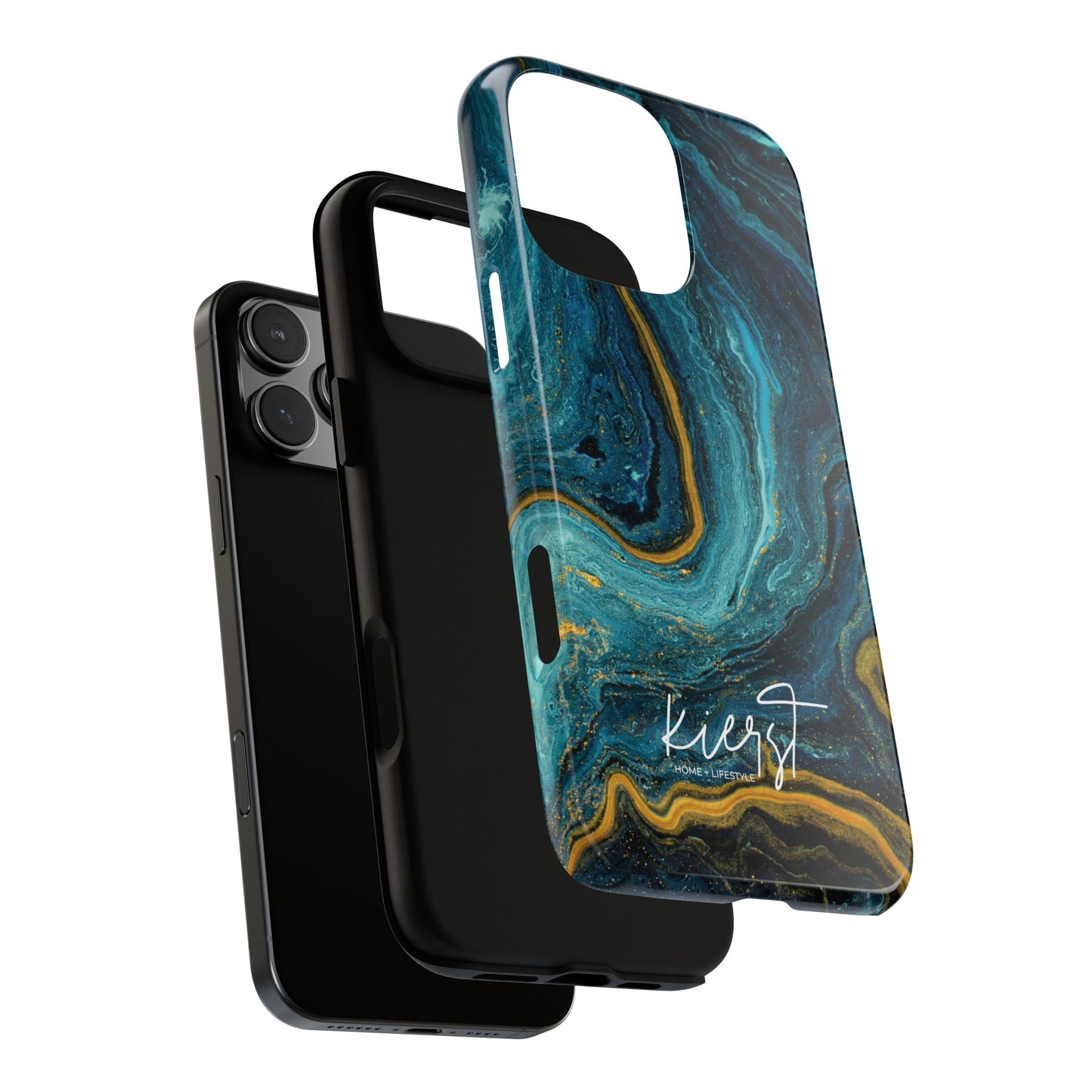 Gold & Teal Marble iPhone Case | Swirled Boldness, Everyday Luxury