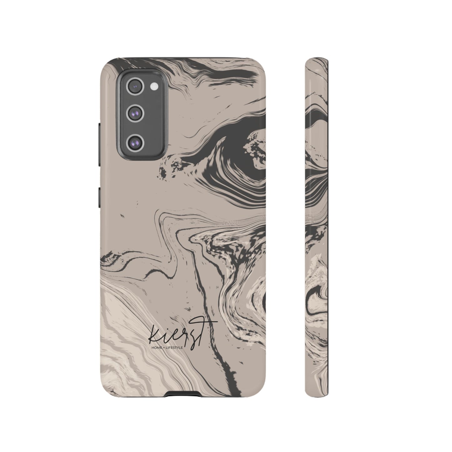 Cream, Grey, and Taupe Marble Samsung Galaxy Phone Case | Rich Swirls, Neutral Motion