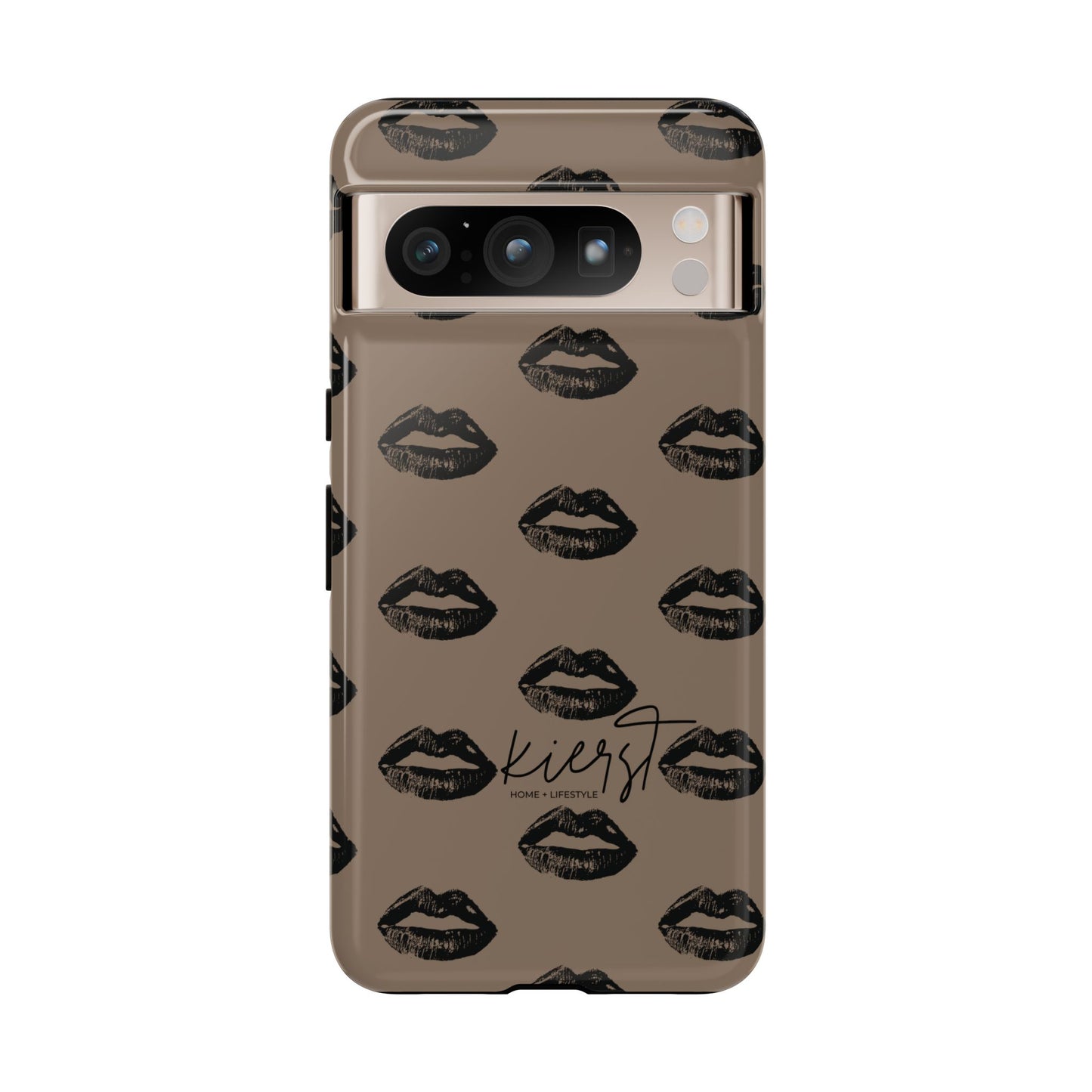 Black Lips on Mocha Google Pixel Phone Case | Soft Edge, Bold Energy