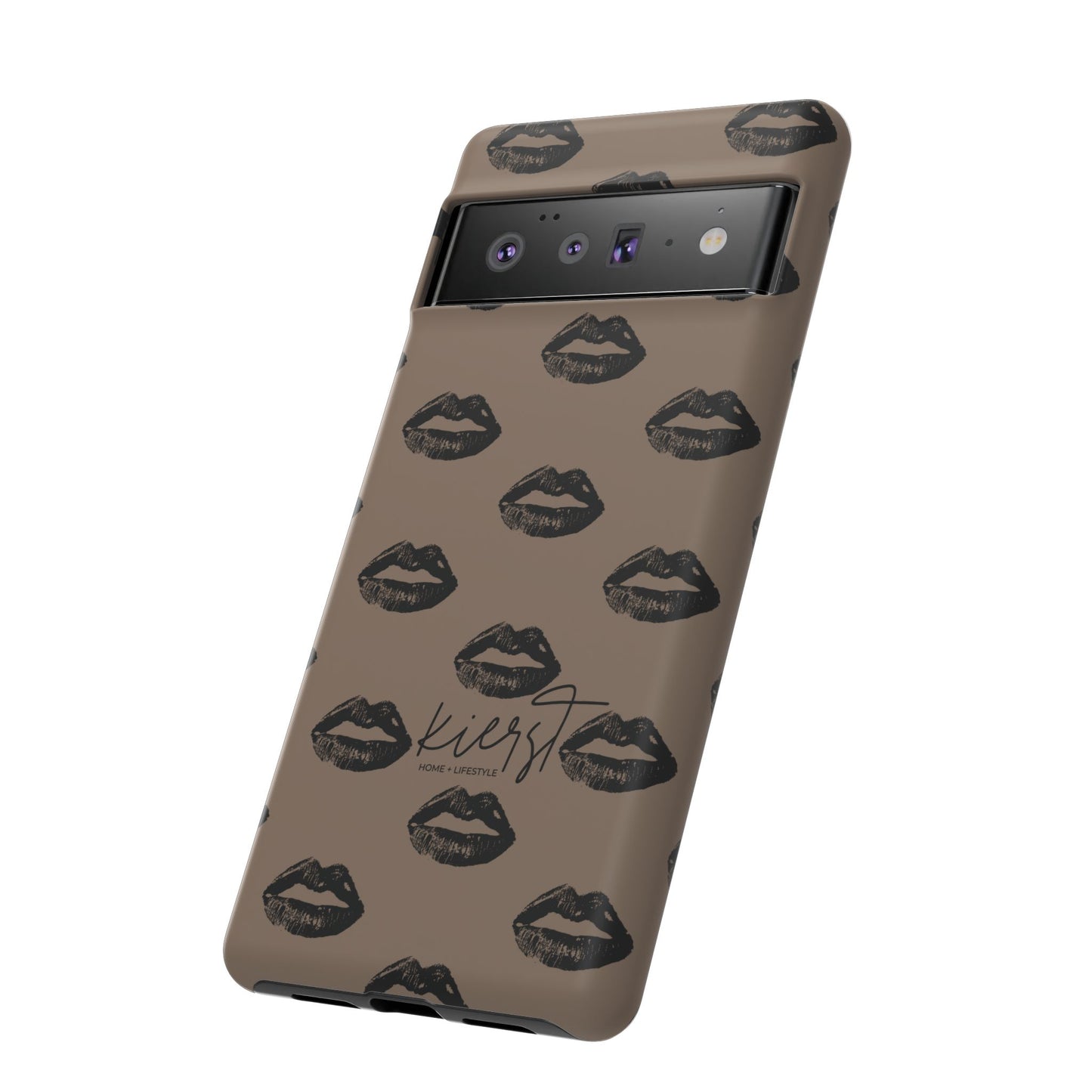 Black Lips on Mocha Google Pixel Phone Case | Soft Edge, Bold Energy