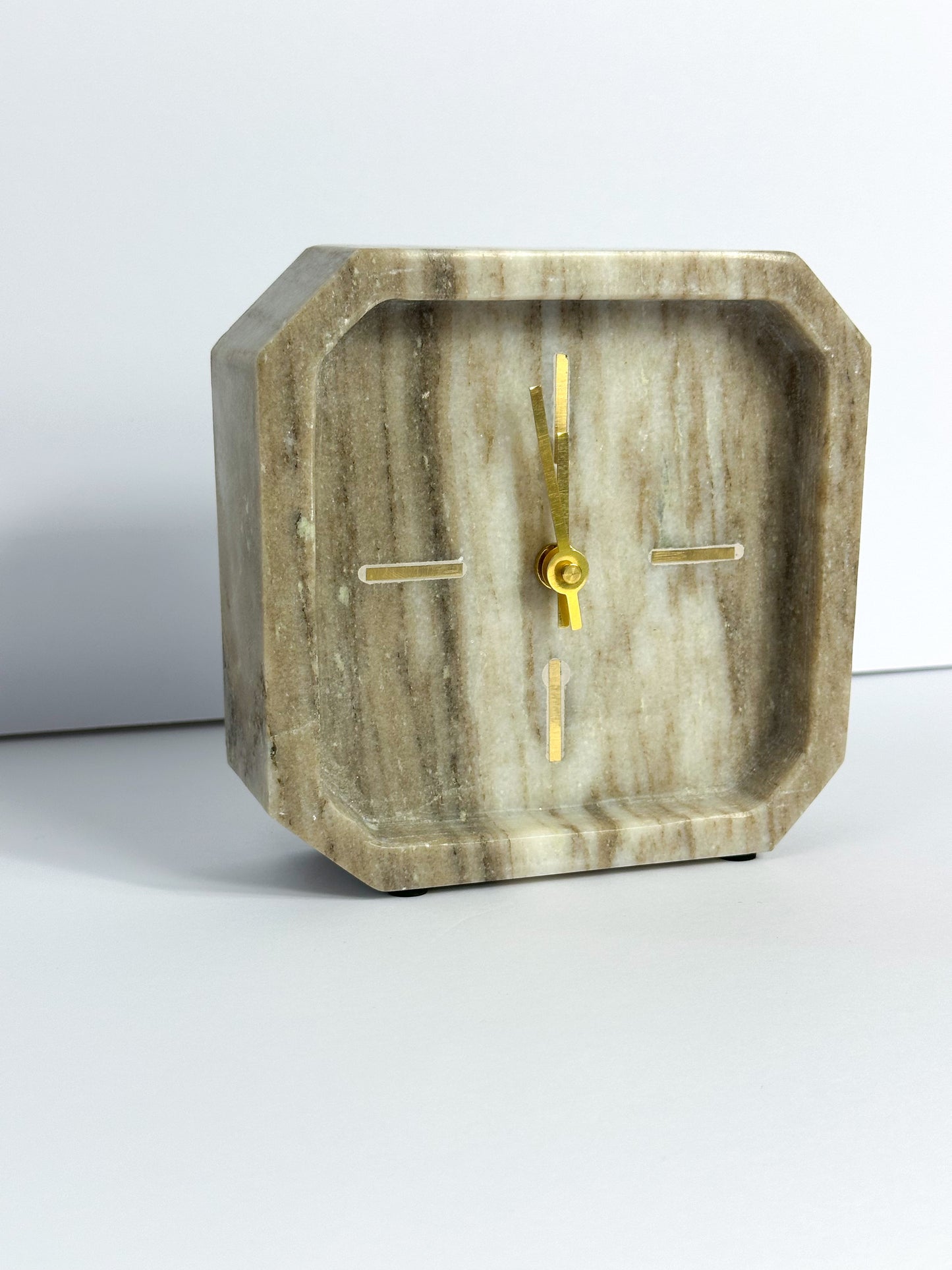 Tan Cream and Brown Marble Clock