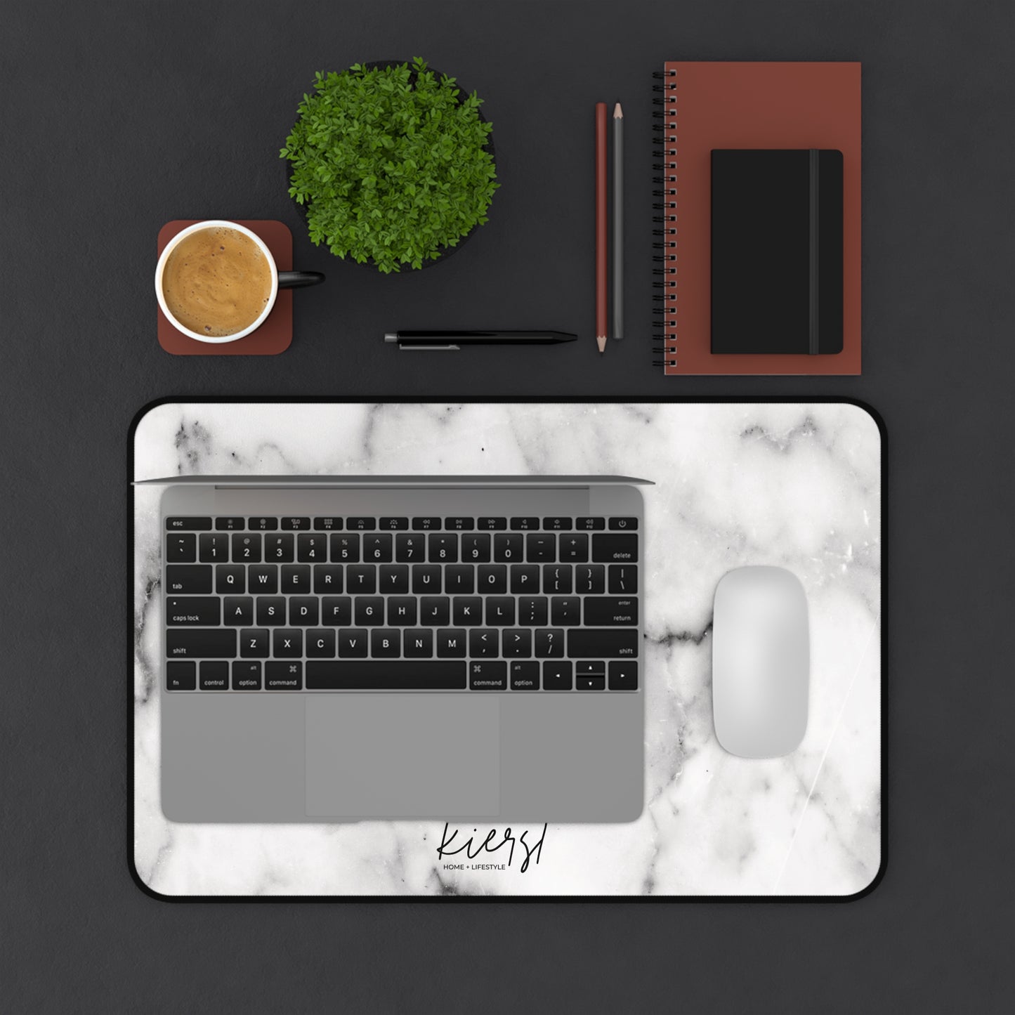 Lived-In White and Grey Marble Desk Mat | Softly Styled Workspace Staple