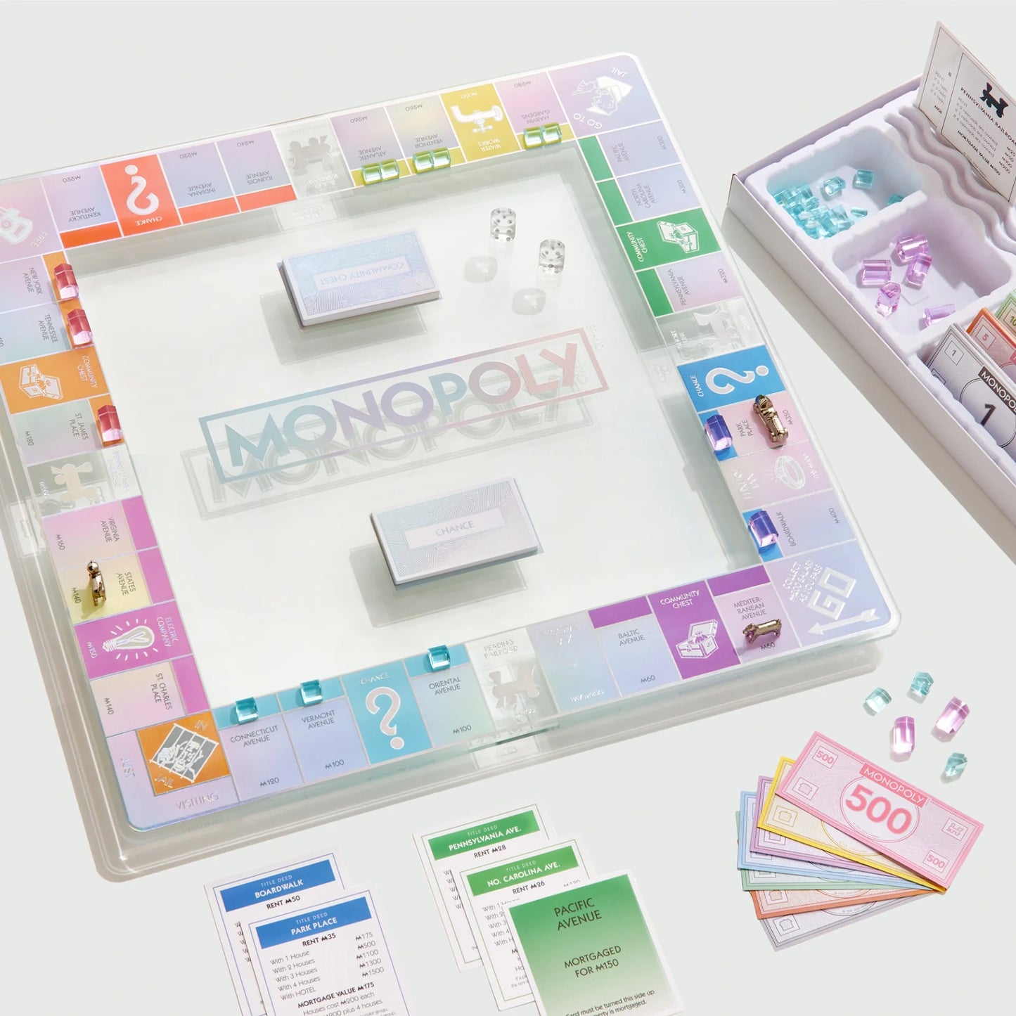 Monopoly Aura Glass Game | Luxe Iridescent Board Game for Stylish Game Nights