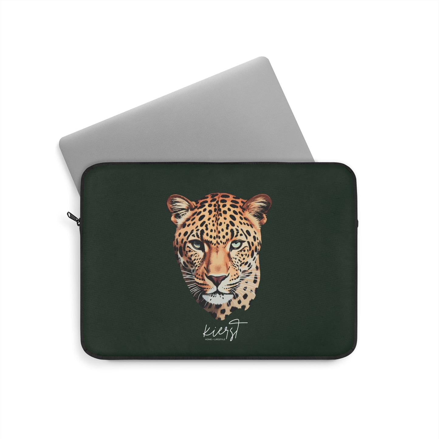 kierst Signature Midnight Pine Laptop Sleeve with Leopard Head - Limited Edition