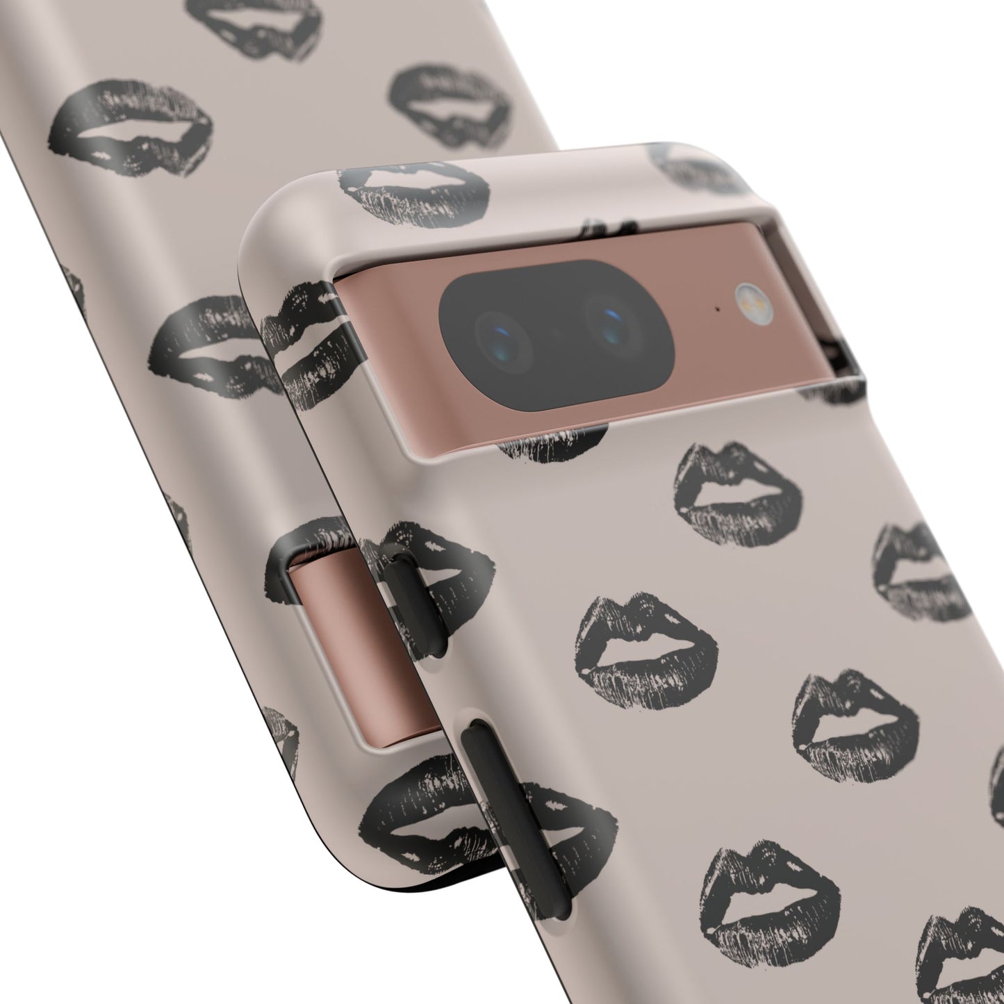 Black Lips on Oat Google Pixel Case | Minimalist Neutrals with a Bold Edge