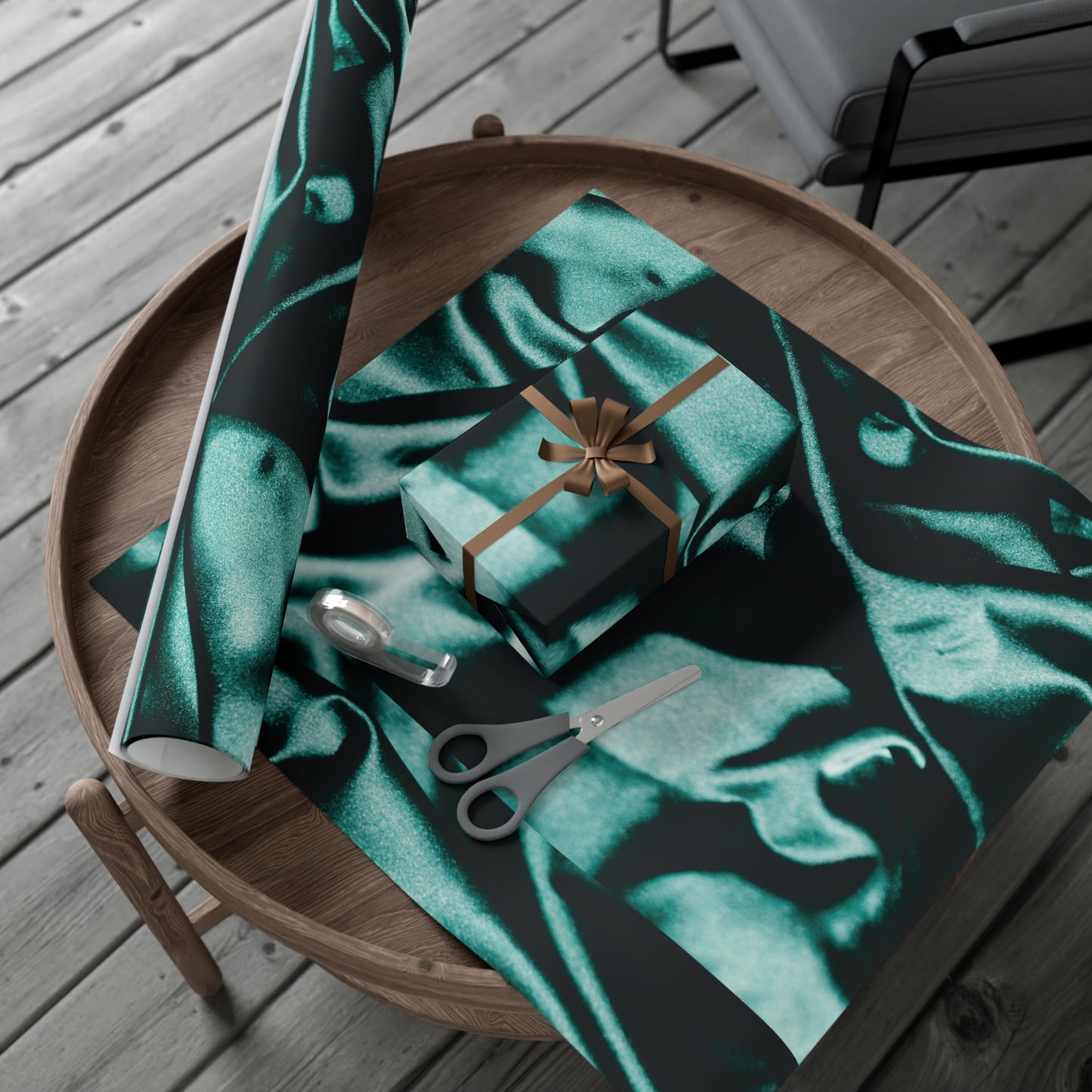 Emerald Satin Print Gift Wrapping Paper